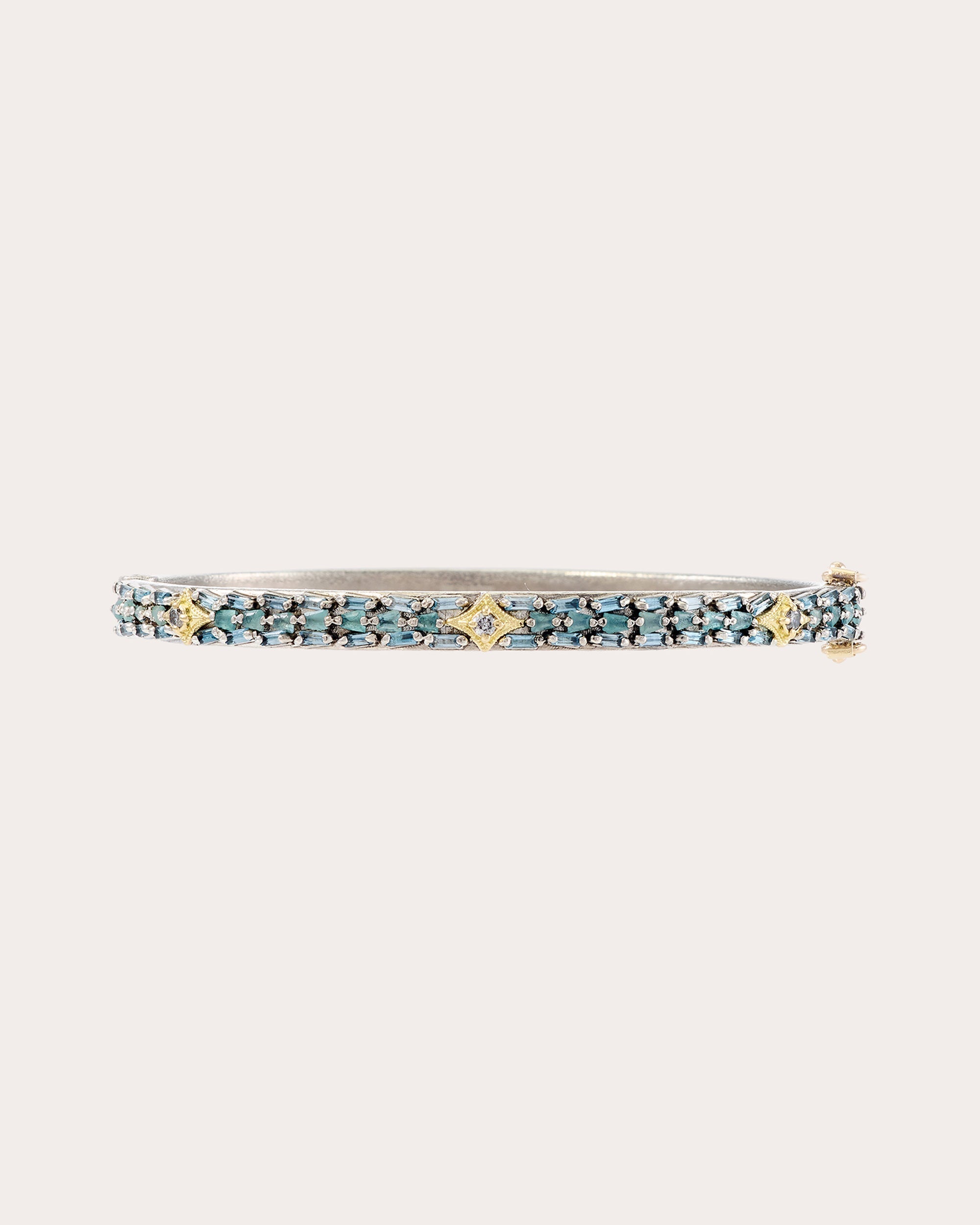 Kick Sterling Silver 18K Gold Topaz Grandidierite and Diamond Bracelet