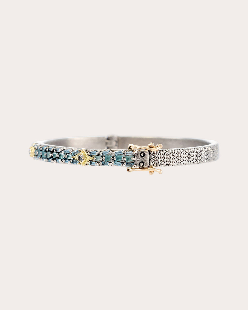 Kick Sterling Silver 18K Gold Topaz Grandidierite and Diamond Bracelet