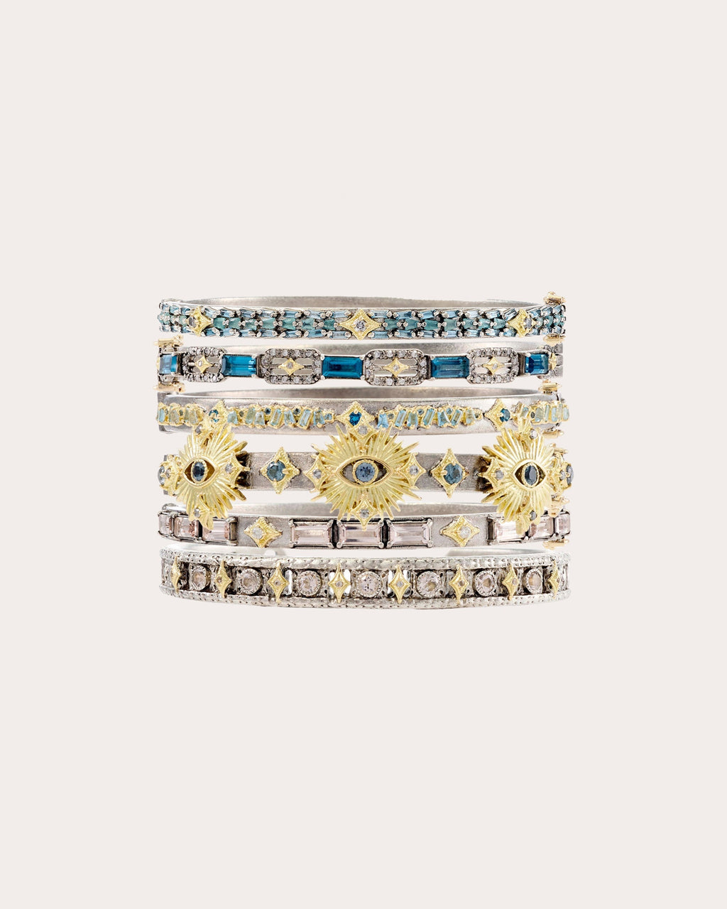 Kick Sterling Silver 18K Gold Topaz Grandidierite and Diamond Bracelet