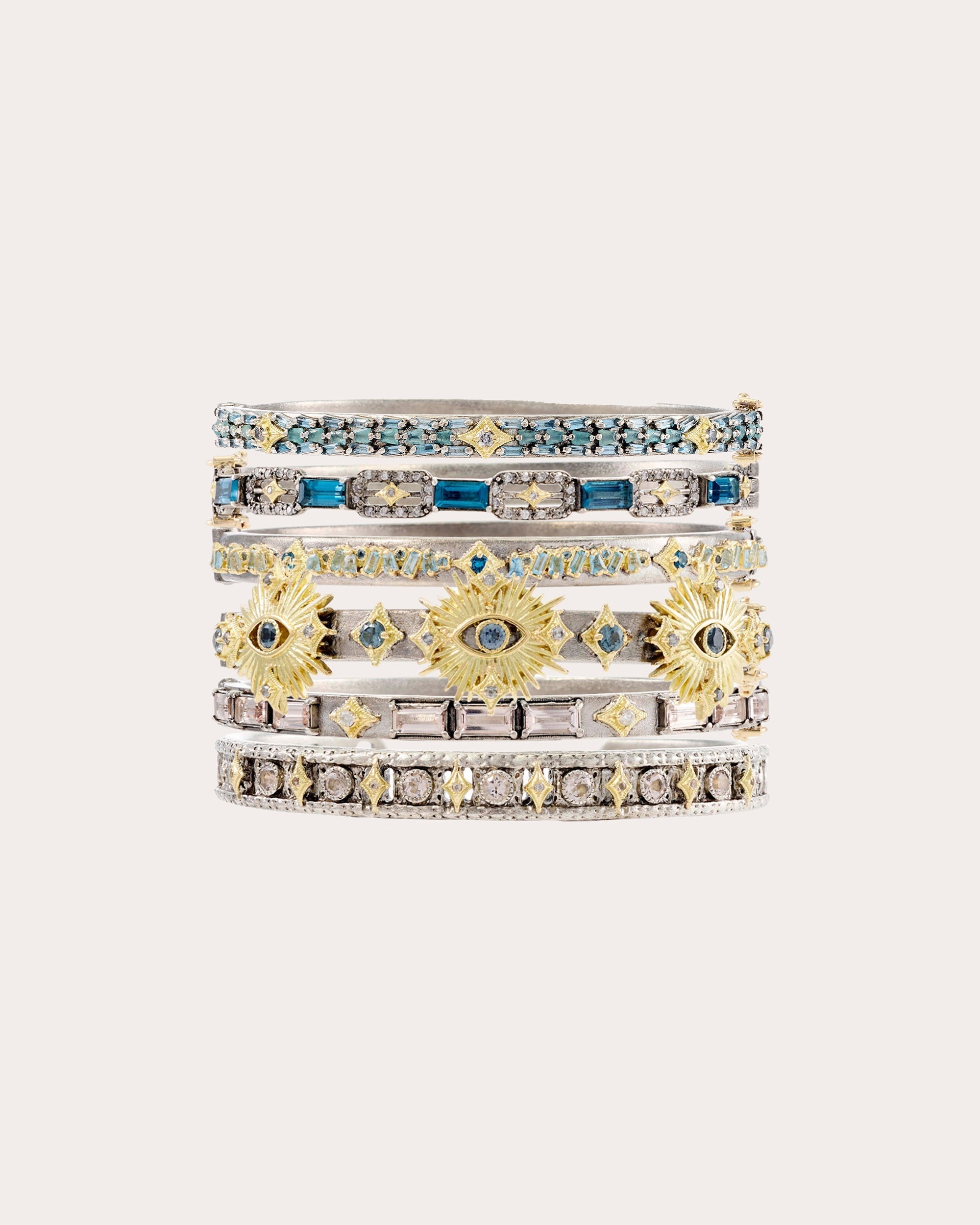Sterling Silver 18K Gold Topaz and Aquamarine Bracelet