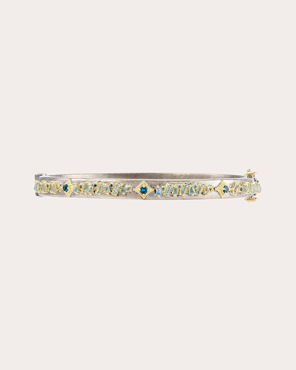 Sterling Silver 18K Gold Topaz and Aquamarine Bracelet