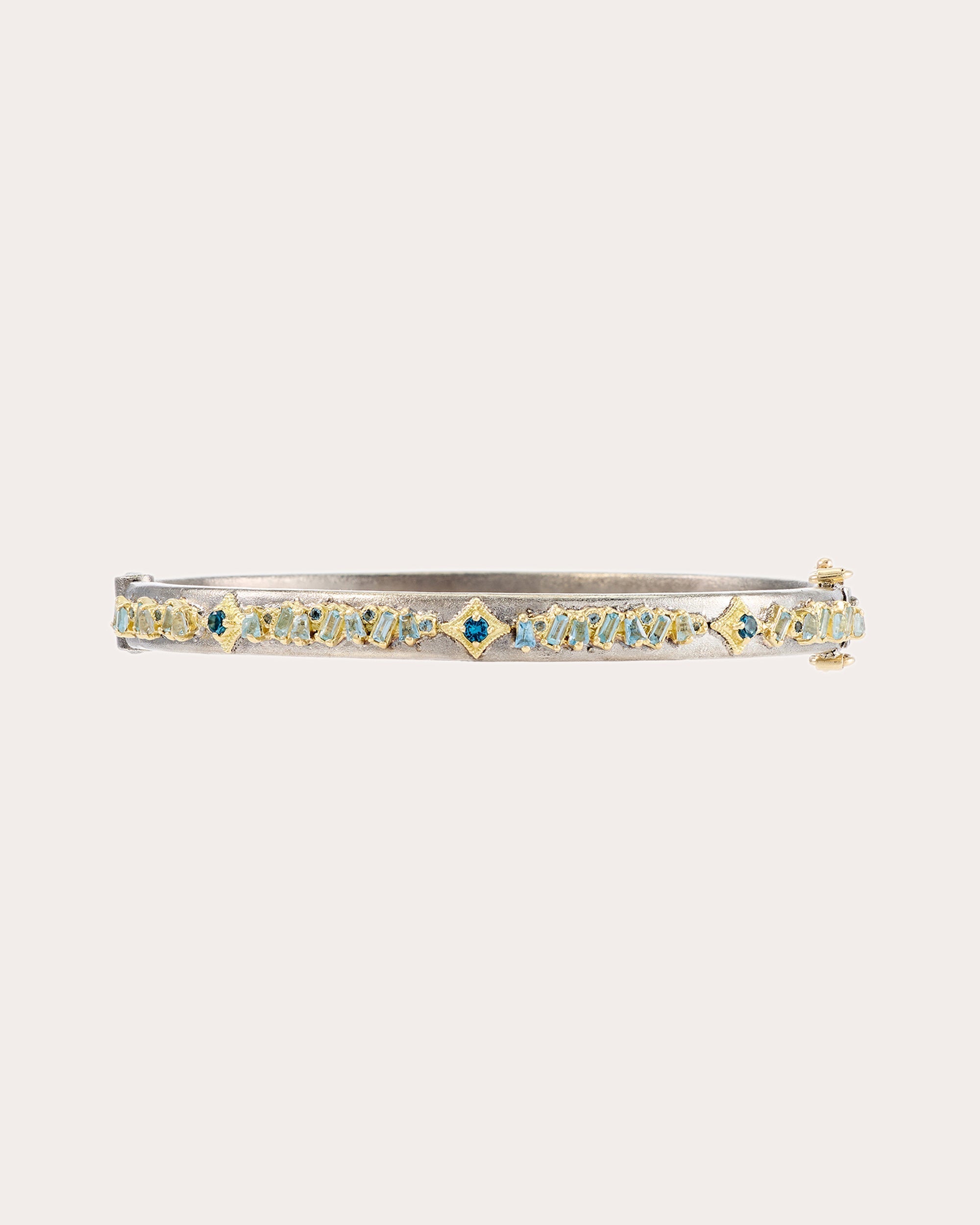 Sterling Silver 18K Gold Topaz and Aquamarine Bracelet