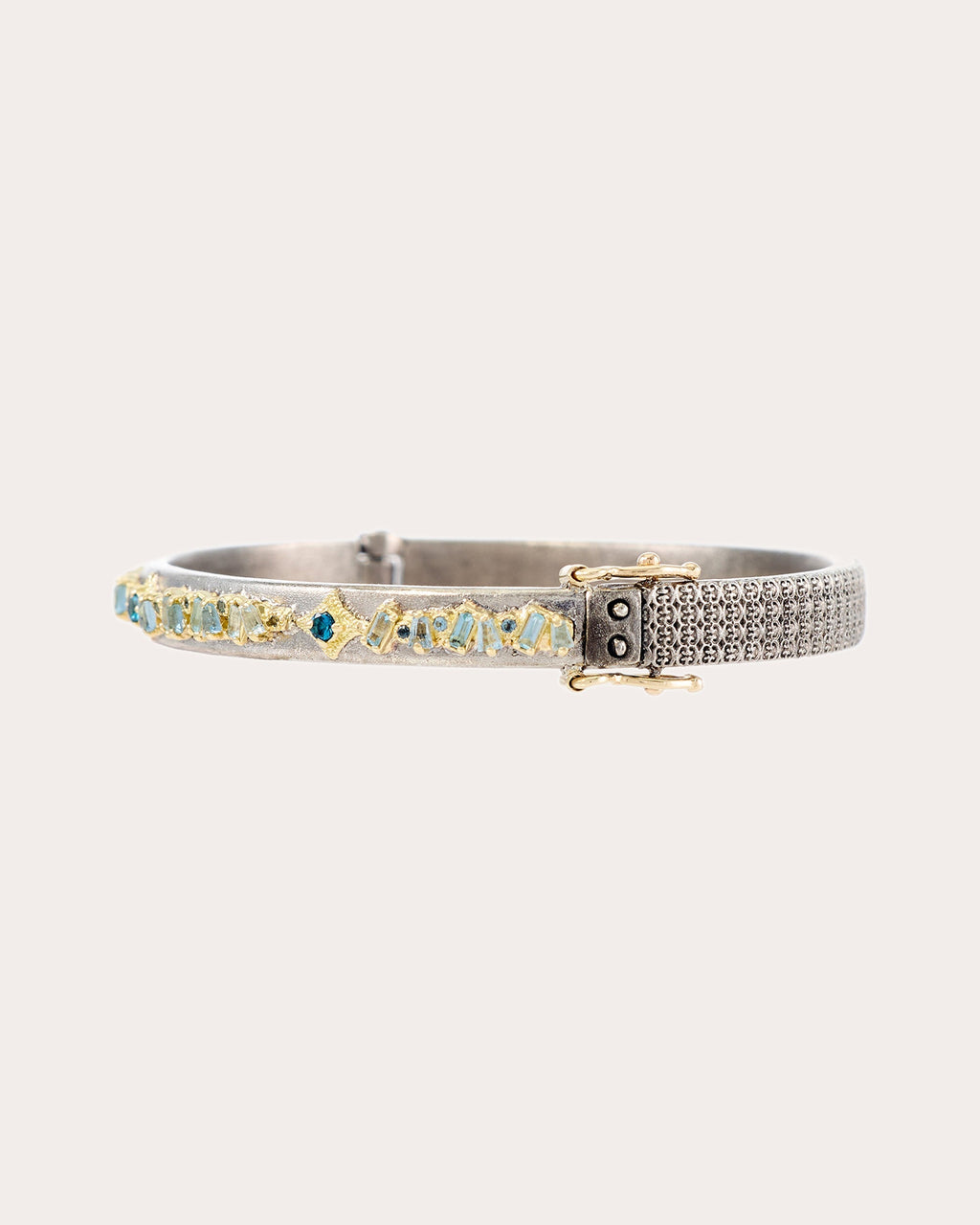 Sterling Silver 18K Gold Topaz and Aquamarine Bracelet