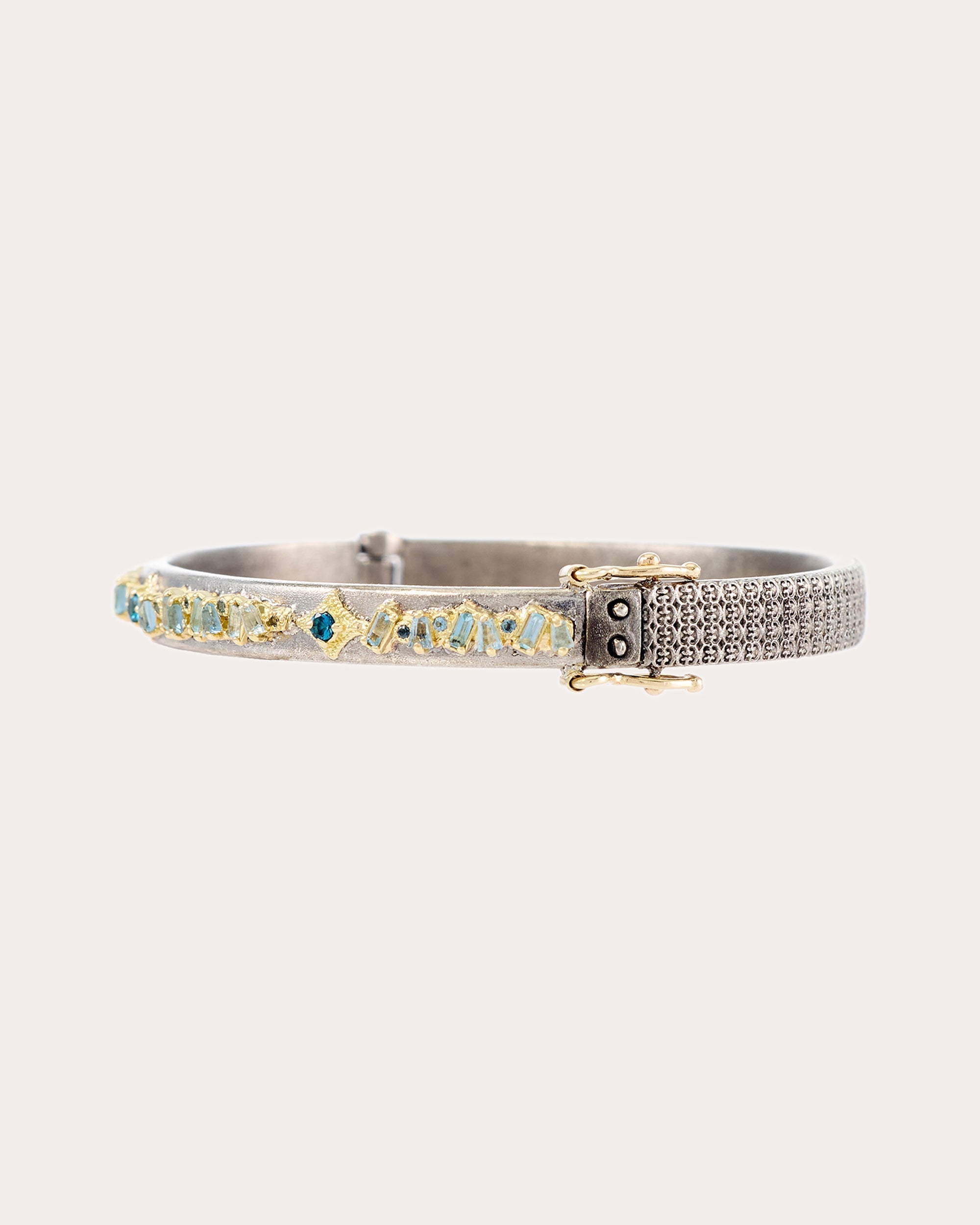 Sterling Silver 18K Gold Topaz and Aquamarine Bracelet