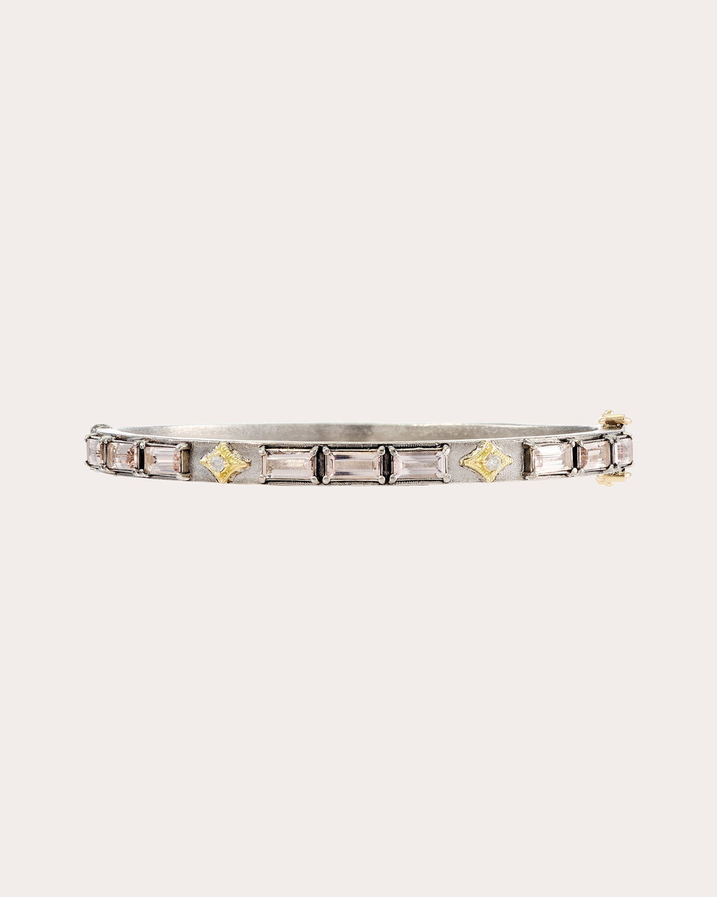 Sterling Silver 18K Gold Morganite and Diamond Bracelet