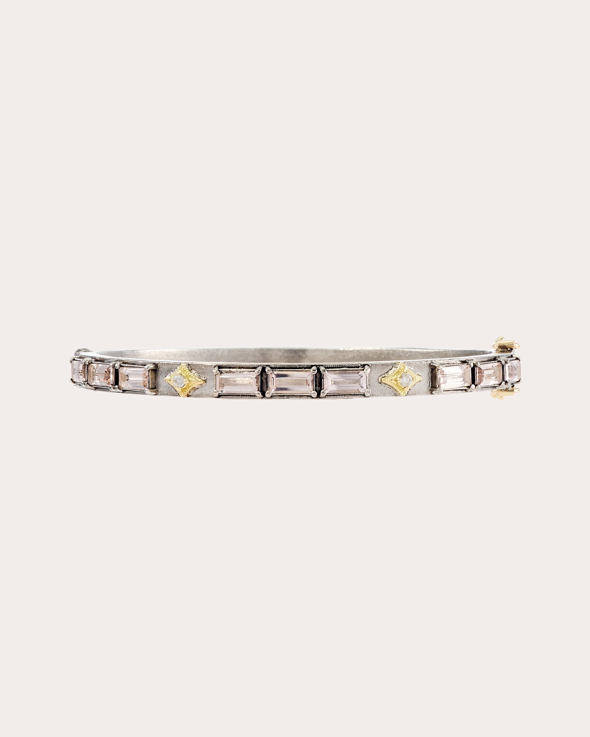 Sterling Silver 18K Gold Morganite and Diamond Bracelet