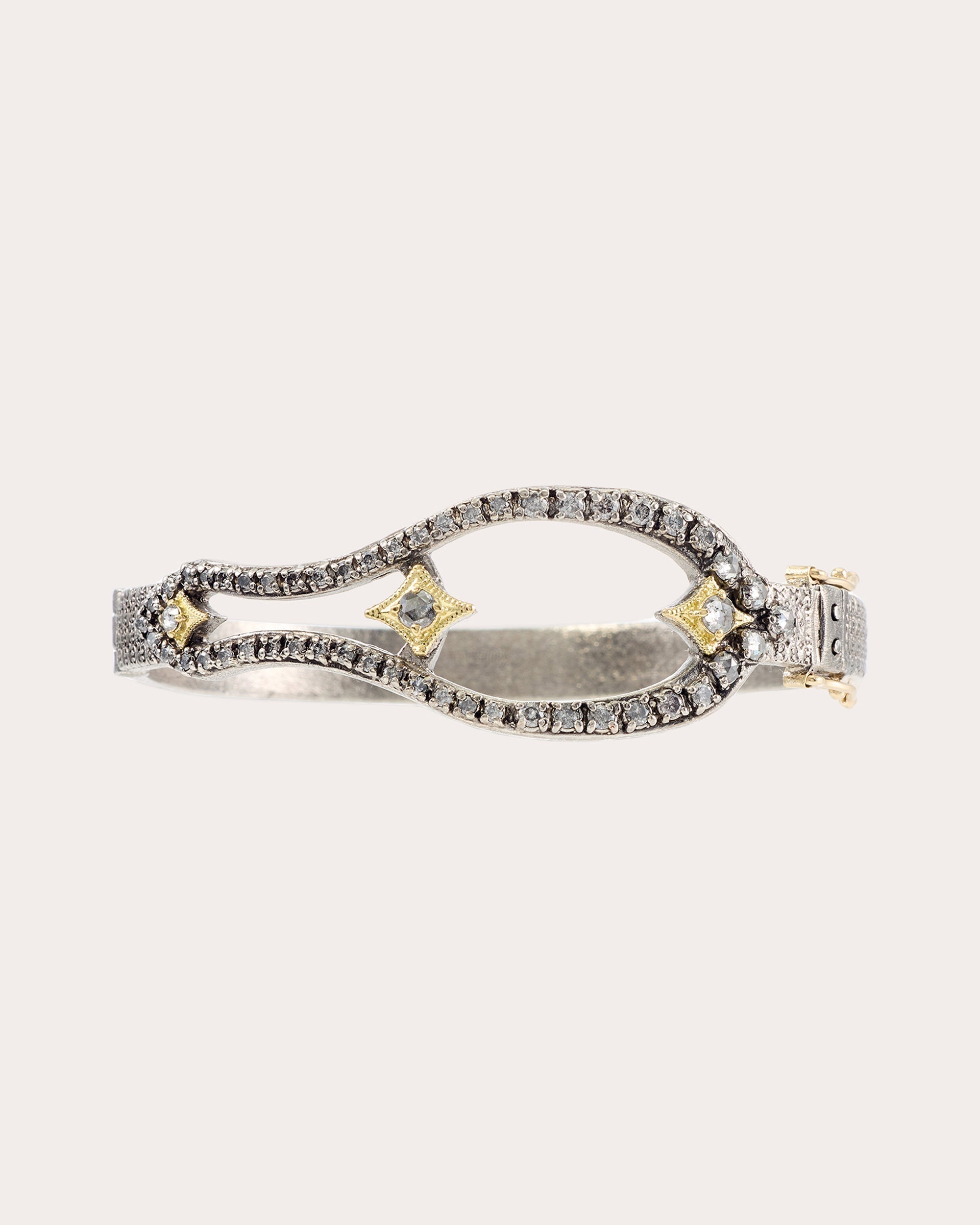 Horseshoe Sterling Silver 18K Gold Diamond Bracelet