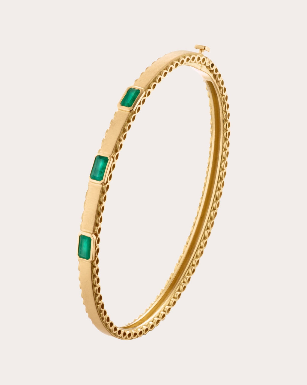 Infinity 18K Gold Emerald Bangle