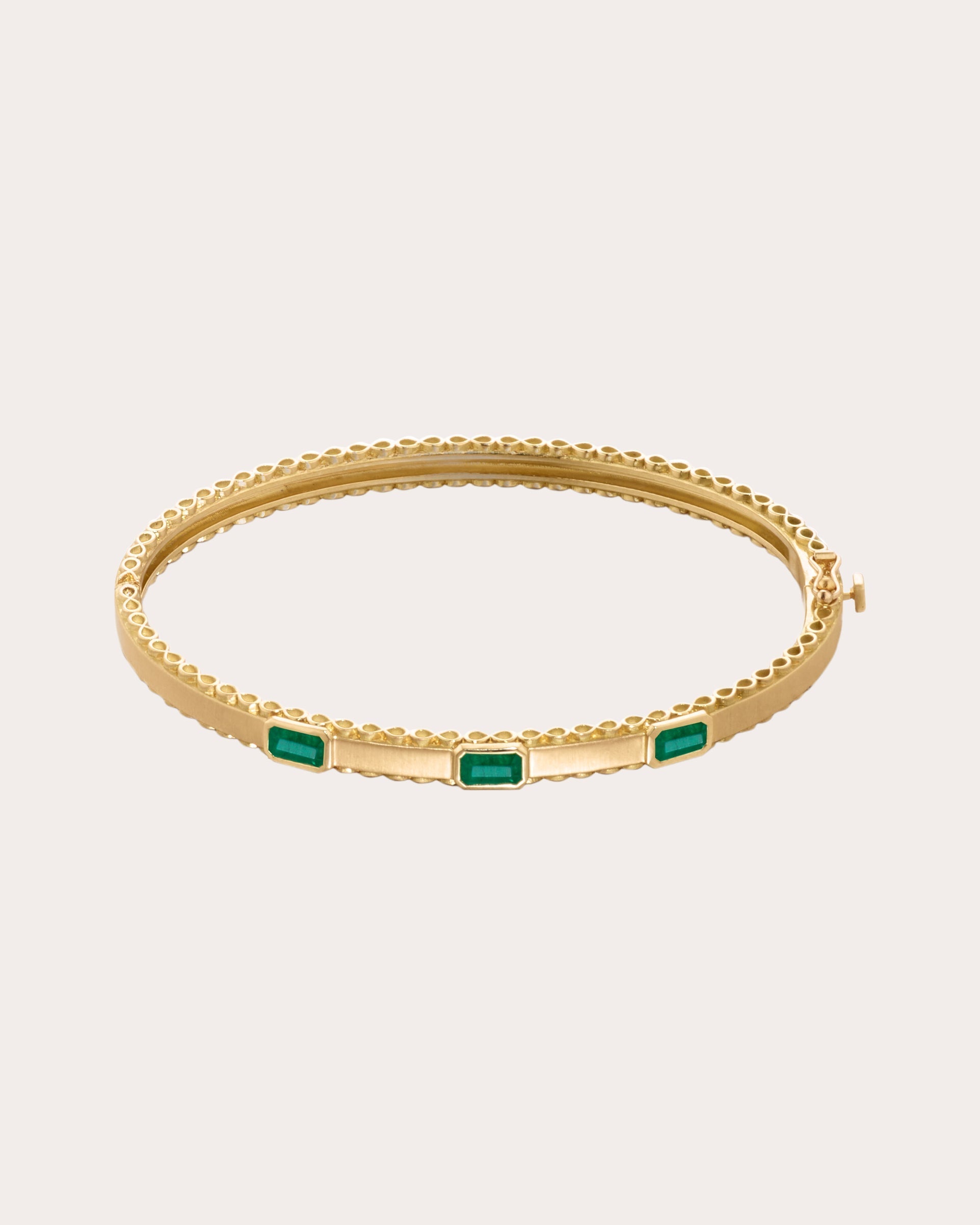 Infinity 18K Gold Emerald Bangle