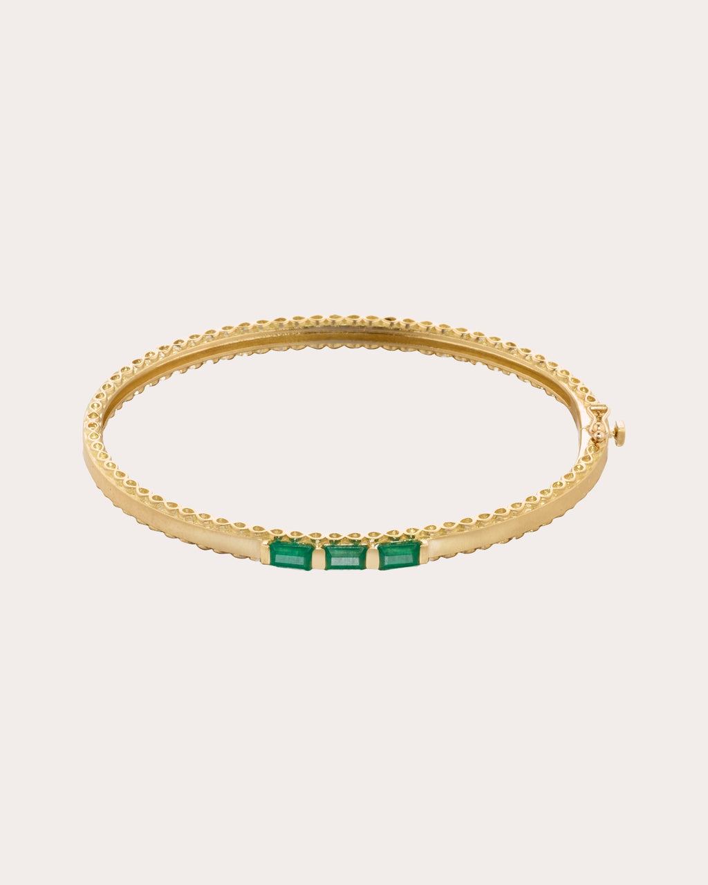 Three in a Row 18K Gold Emerald Bangle