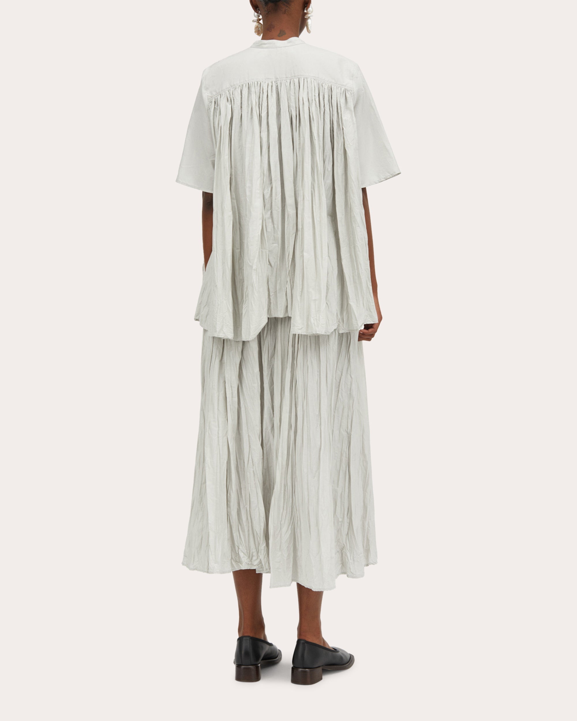 Niki Cotton-Plissé Midi Skirt