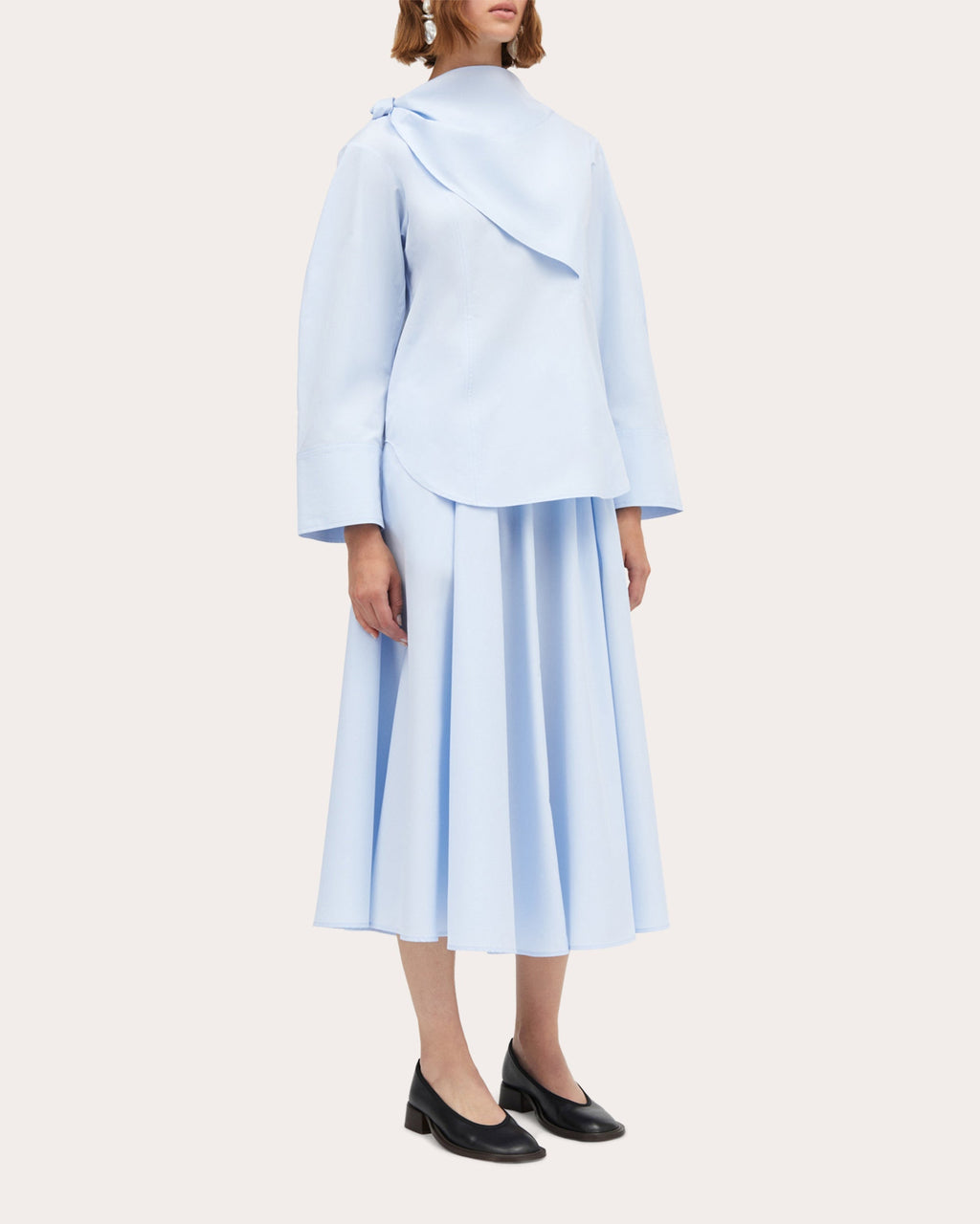 Novo Pleated Cotton-Poplin Midi Skirt