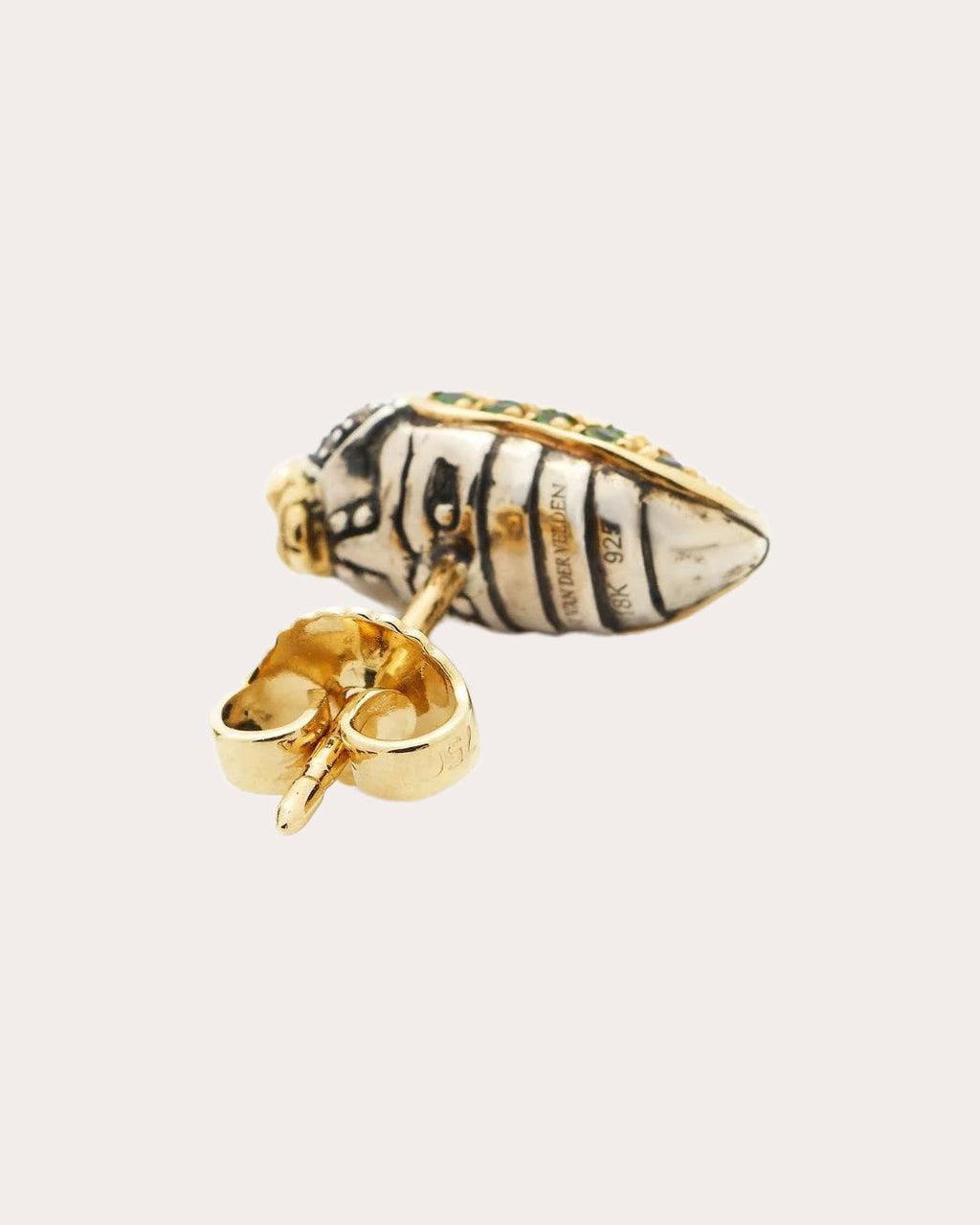 Mini Scarab 18K Gold Silver and Multi-Stone Single Earring