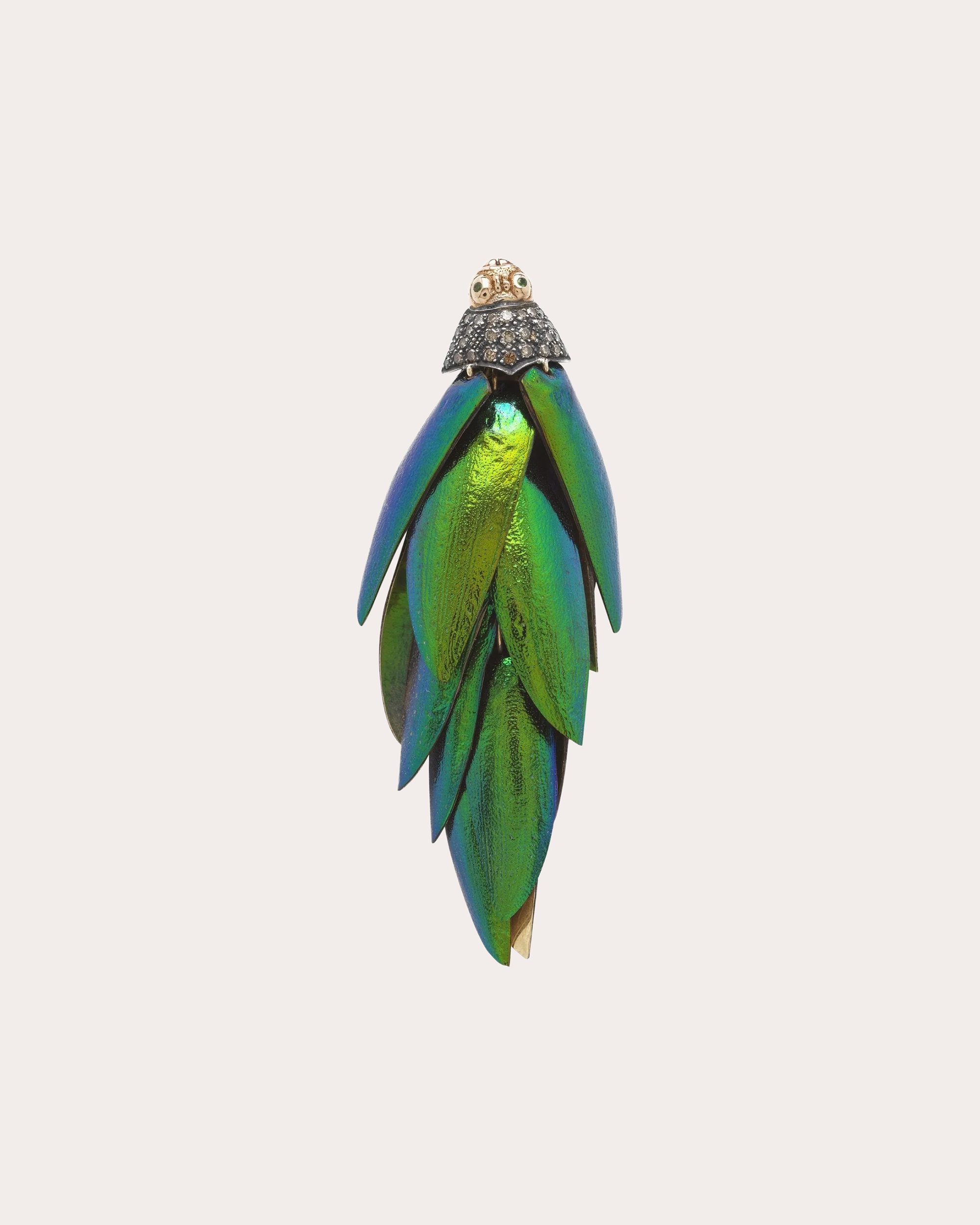 Scarab Bunch 18K Gold Silver and Diamond Single Earring