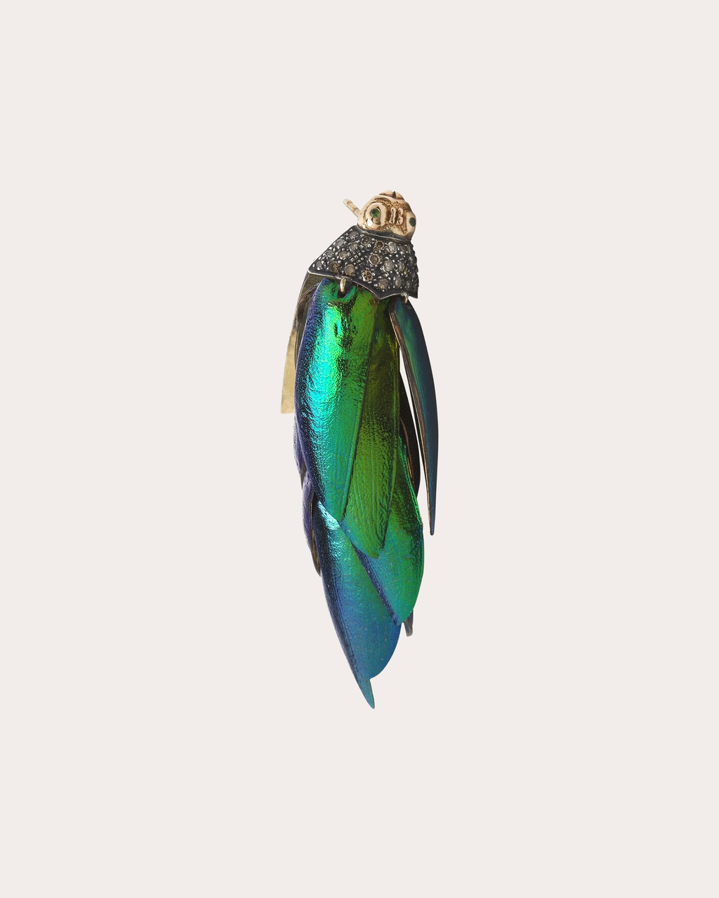Scarab Bunch 18K Gold Silver and Diamond Single Earring