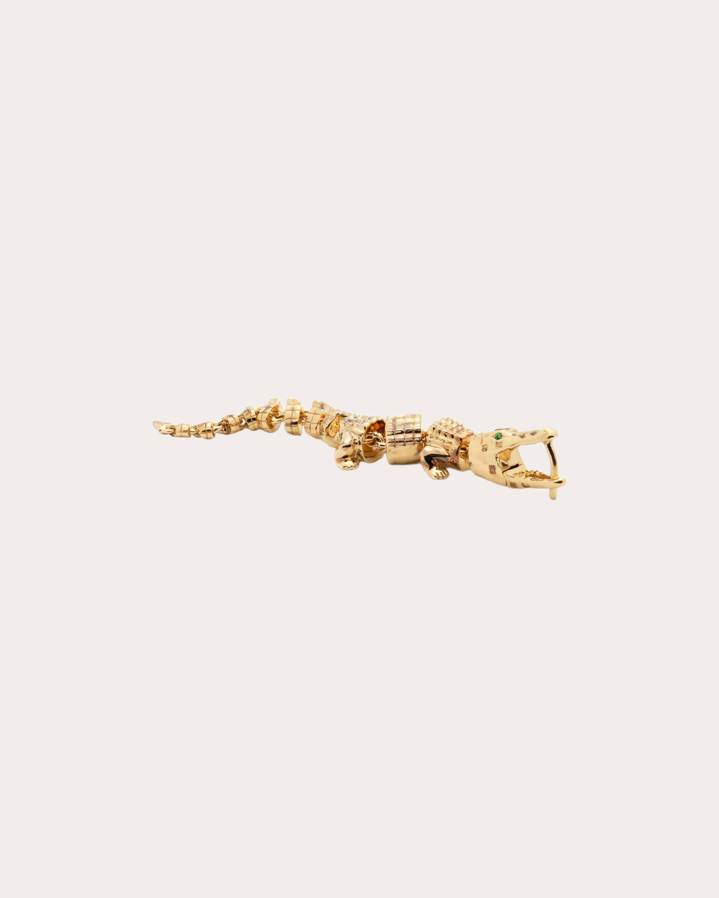 Alligator Vertebrae 18K Gold Tsavorite Single Earring