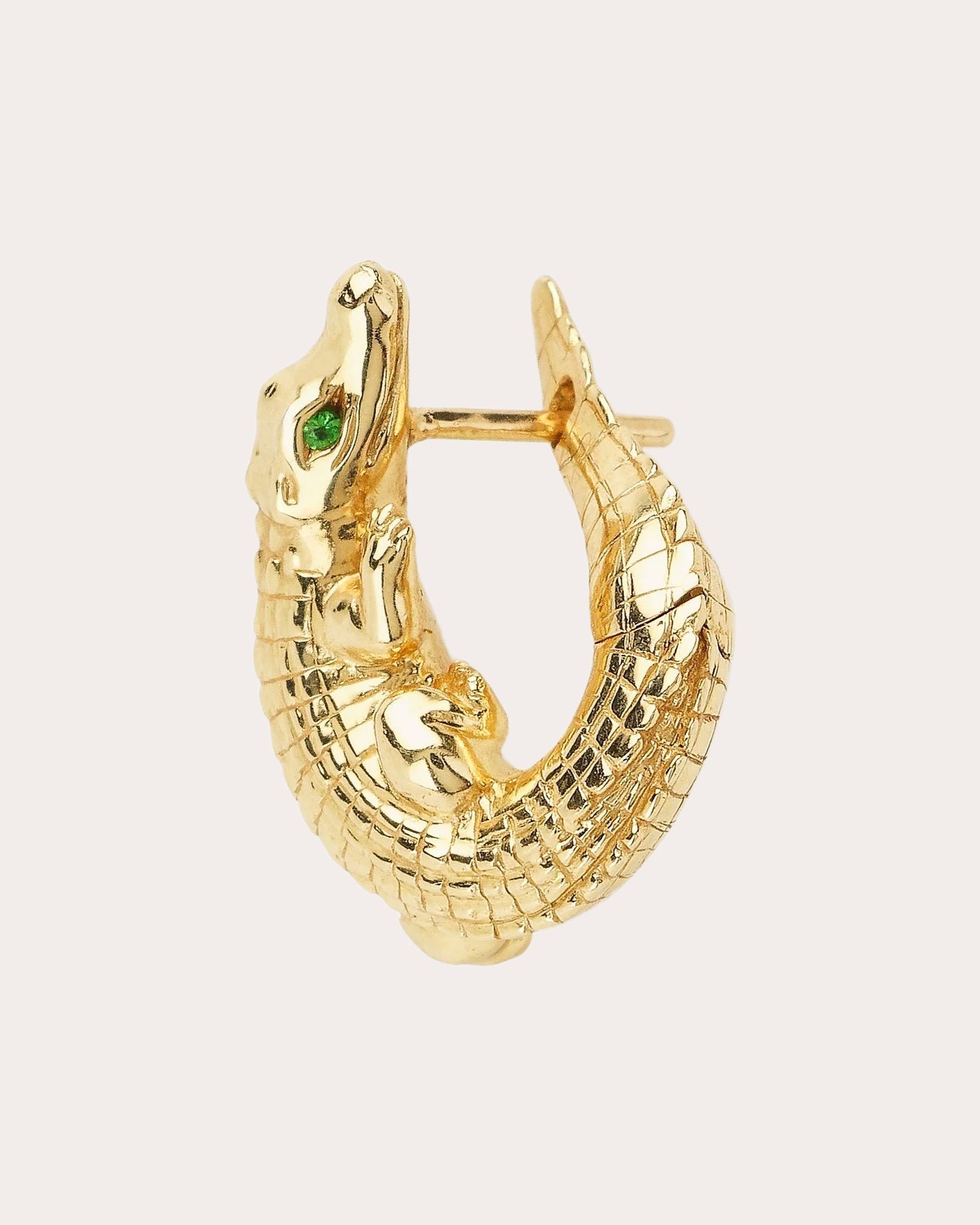 Alligator Twist 18K Gold Tsavorite Single Earring