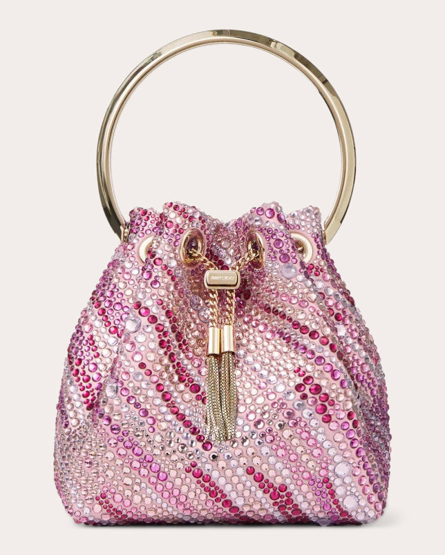 Bon Bon Crystal-Embellished Satin Bucket Bag