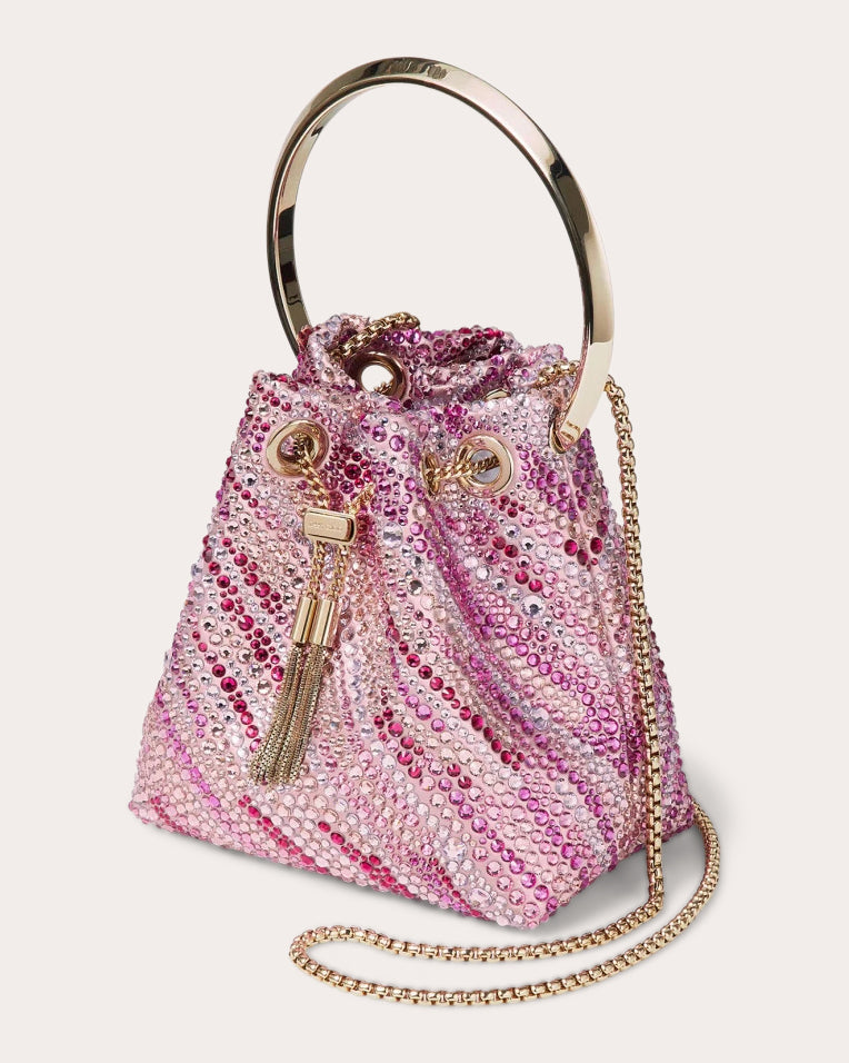 Bon Bon Crystal-Embellished Satin Bucket Bag