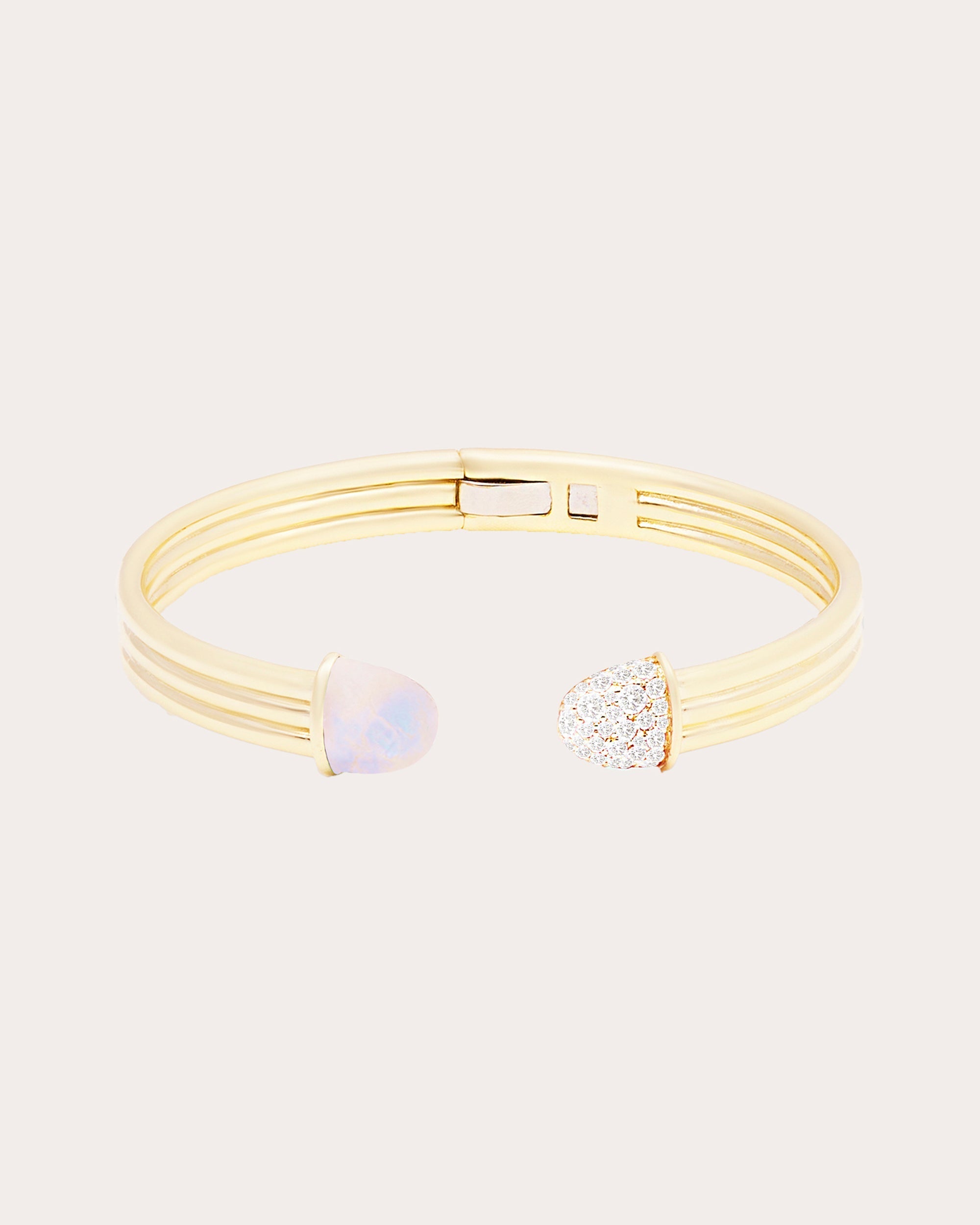 Found Cap 14K Gold Moonstone and Diamond Cuff