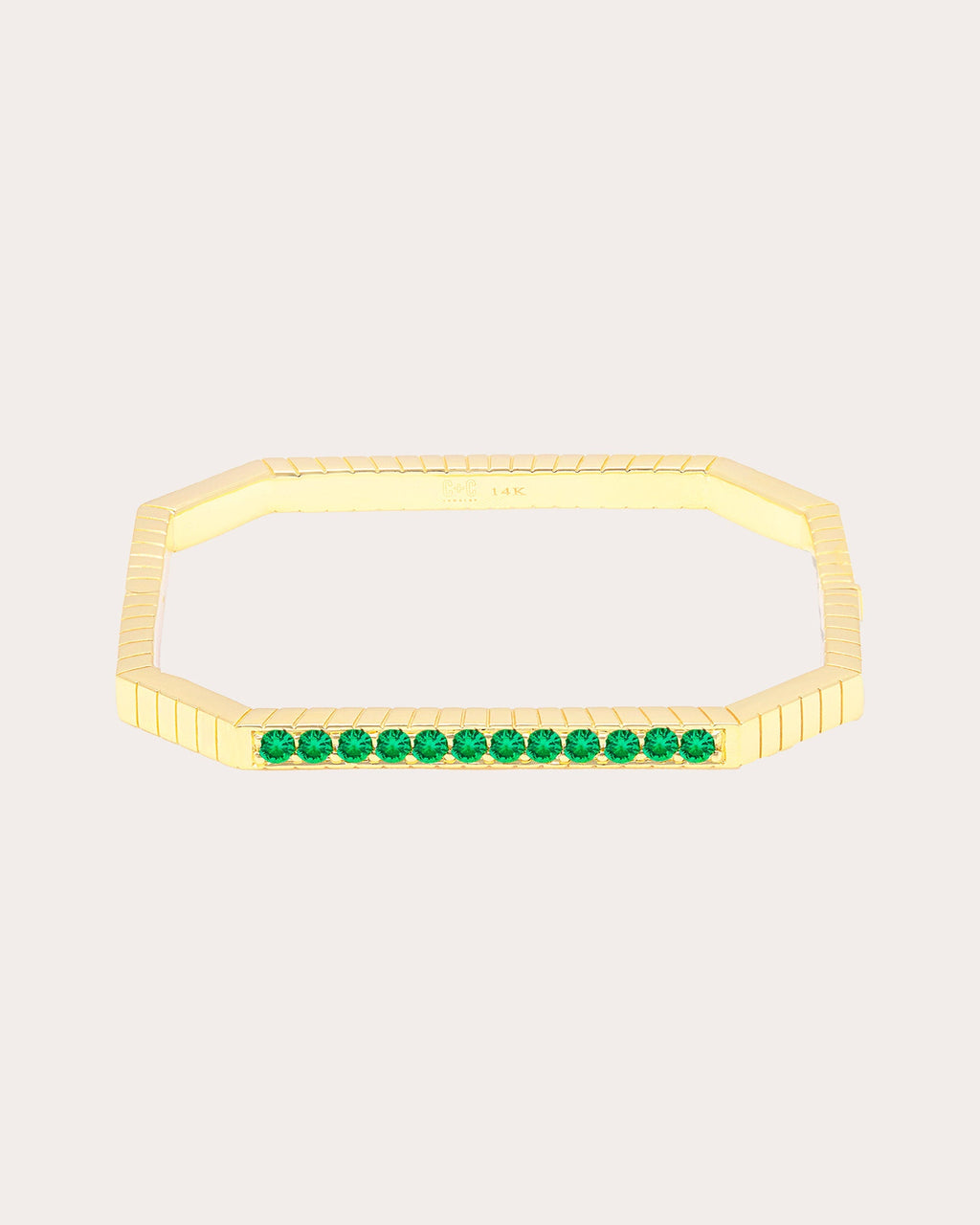 Spark 14K Gold Emerald Octagon Bangle