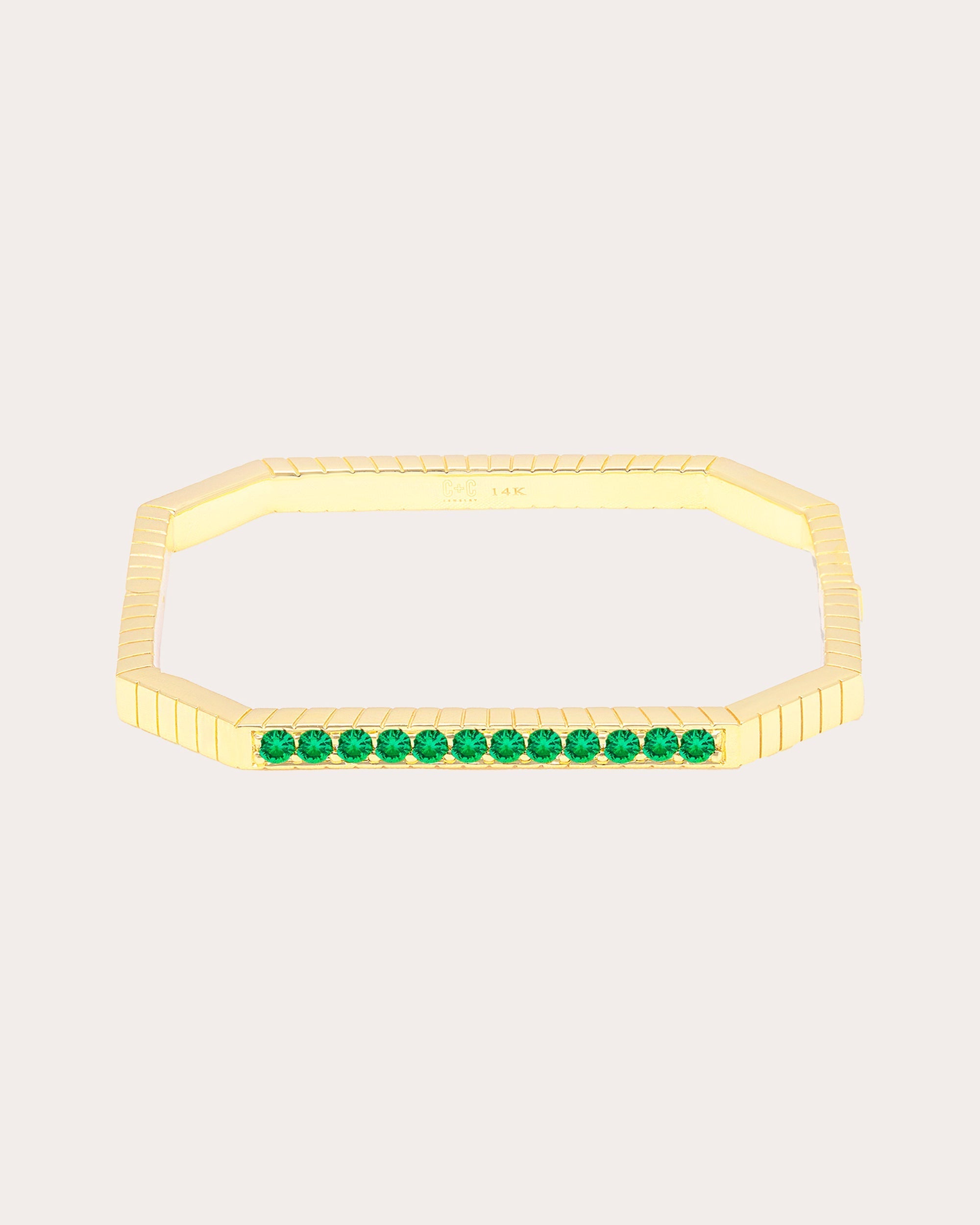 Spark 14K Gold Emerald Octagon Bangle