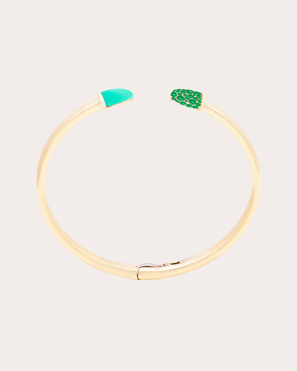 Found Cap 14K Gold Chrysoprase and Tsavorite Cuff
