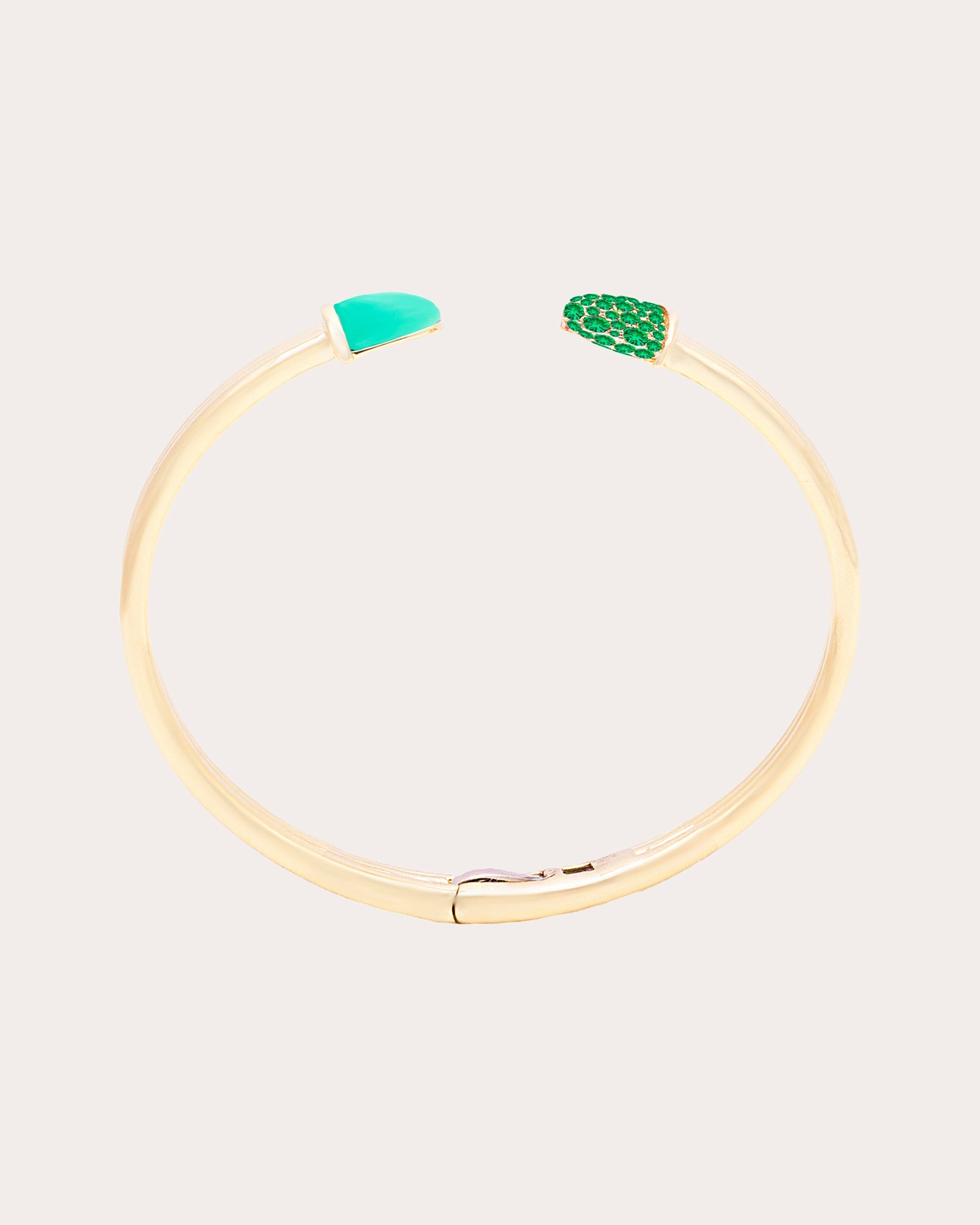 Found Cap 14K Gold Chrysoprase and Tsavorite Cuff
