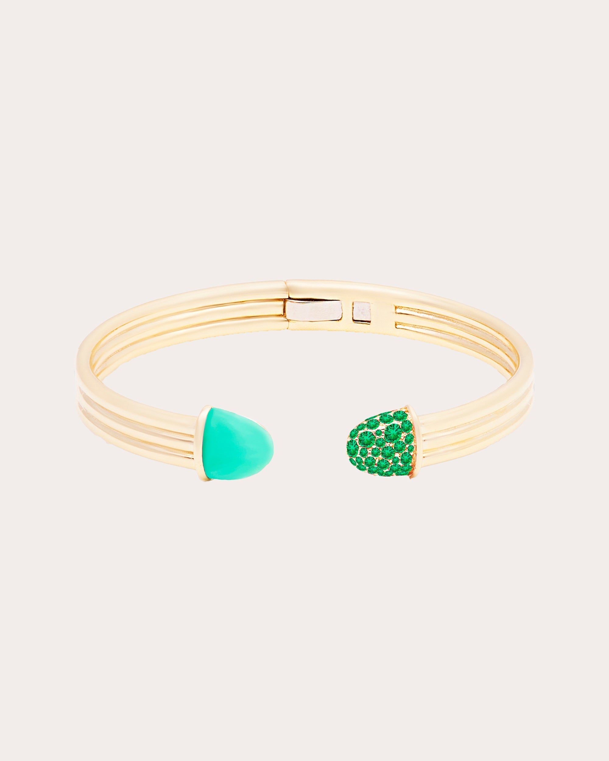 Found Cap 14K Gold Chrysoprase and Tsavorite Cuff