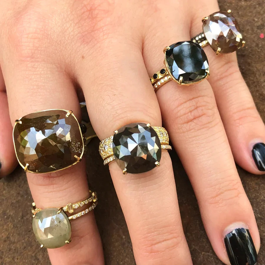 18K Gold Sapphire and Diamond Stackable Ring
