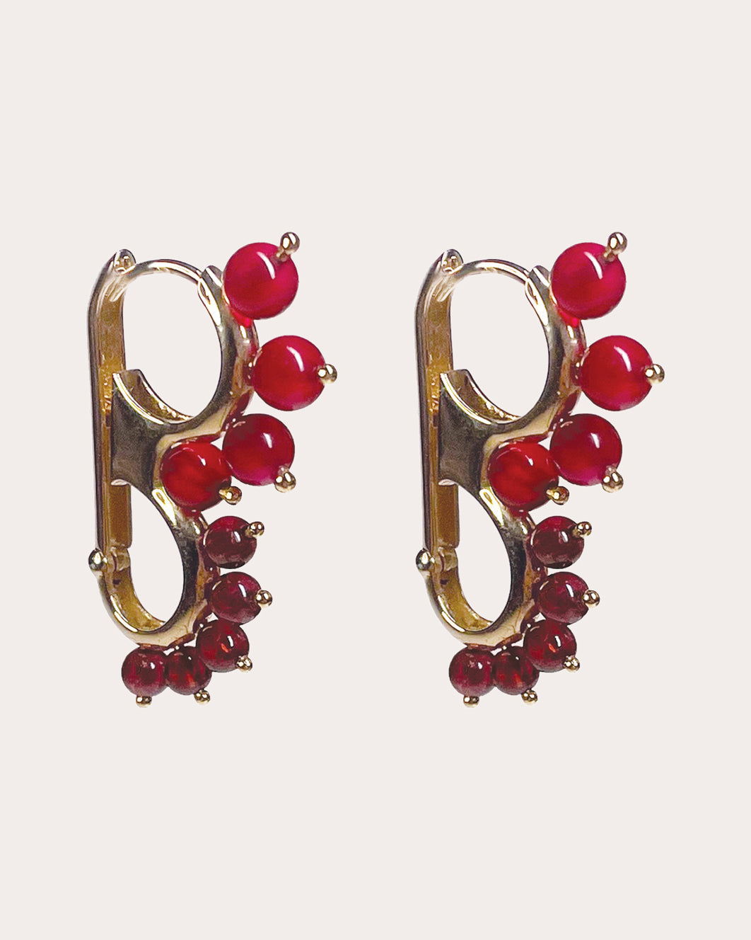 Jubs 18K Gold Garnet Double Hoop Earrings