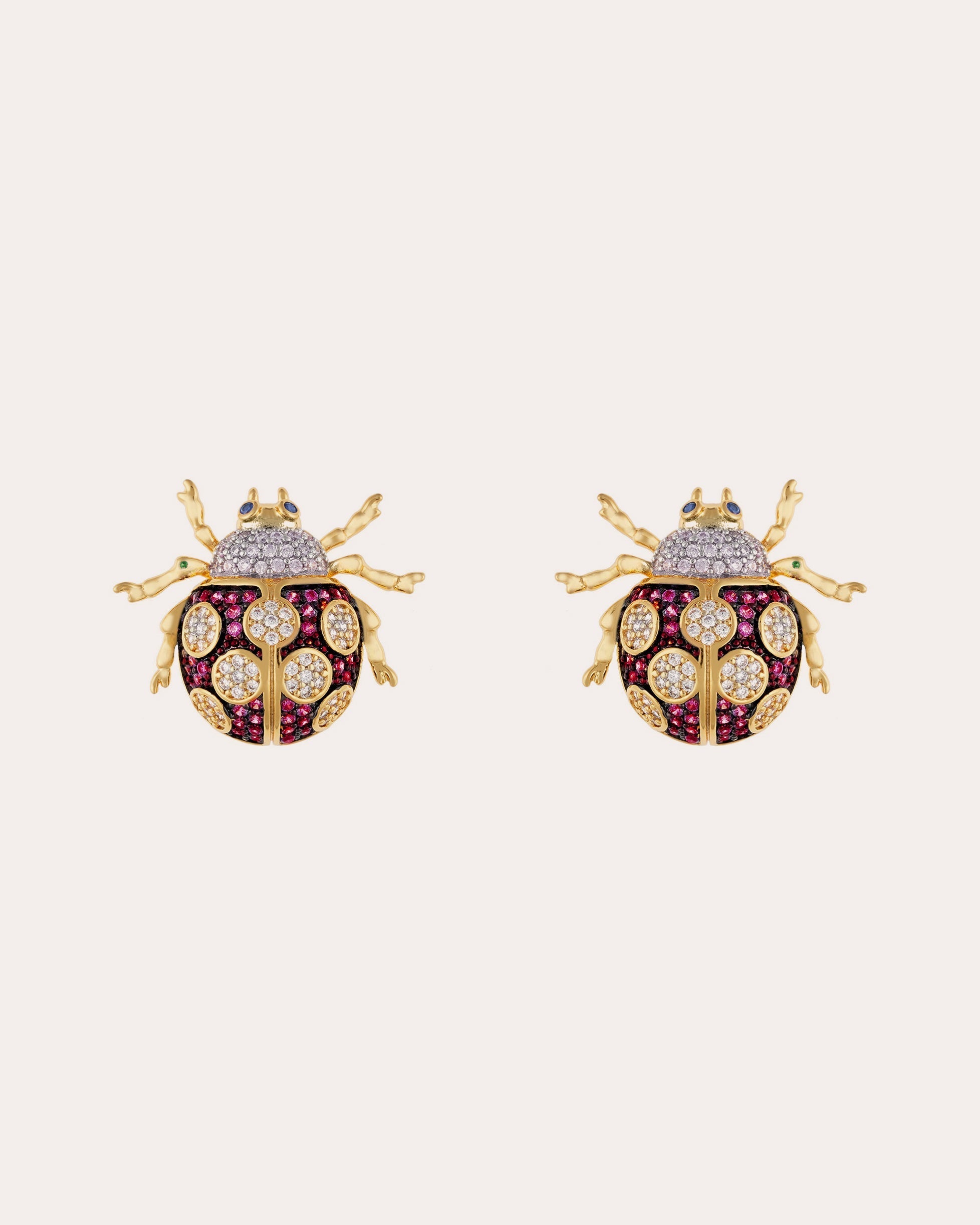 Ladybug 18K Gold Multi-Stone Stud Earrings