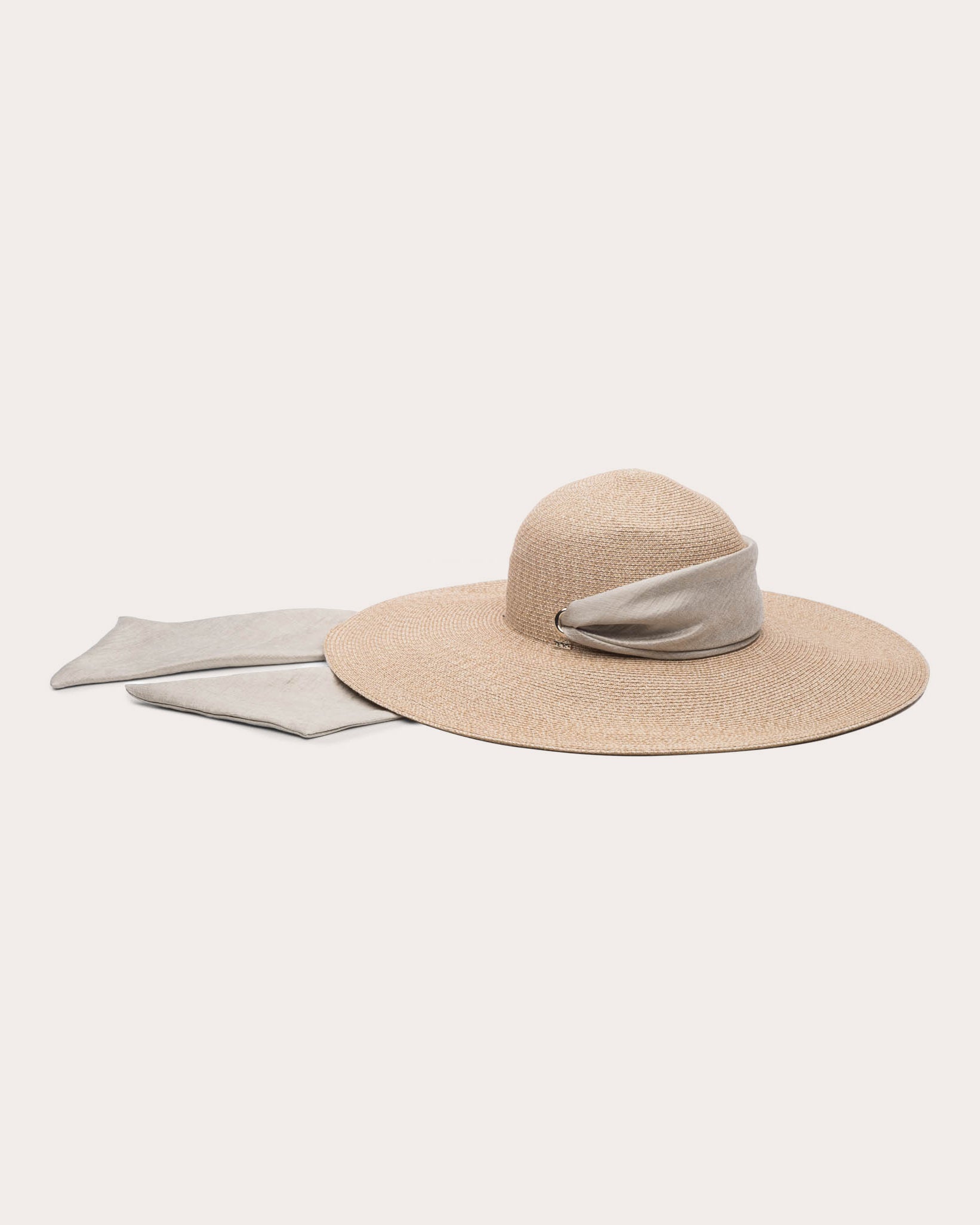 Bunny Metallic Scarf-Trimmed Sun Hat