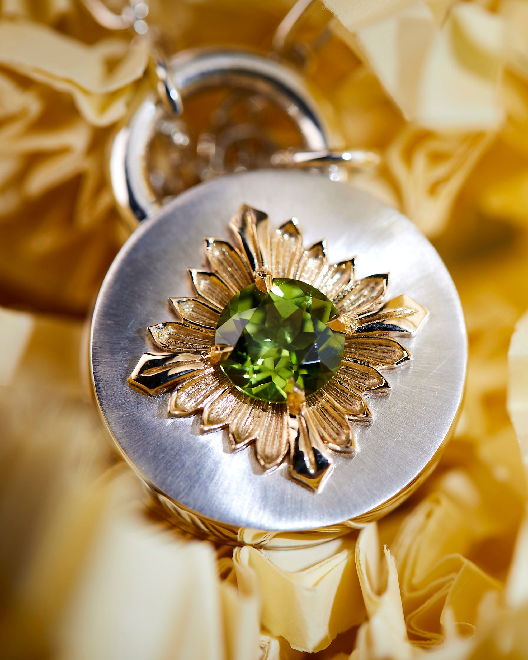 Tag 18K Gold Recycled Sterling Silver and Peridot Pendant Necklace