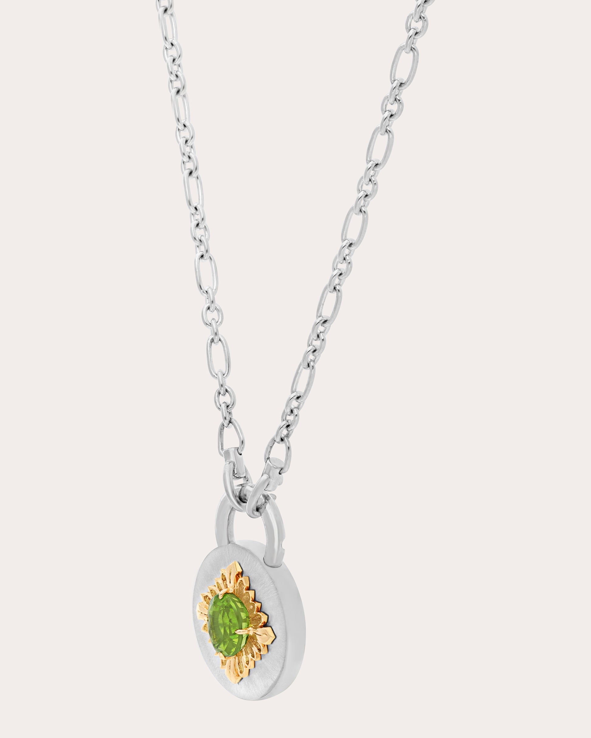 Tag 18K Gold Recycled Sterling Silver and Peridot Pendant Necklace