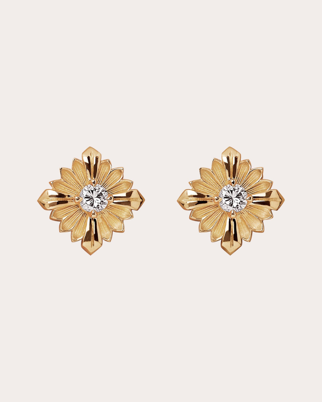 Stamp 18K Gold Diamond Earrings
