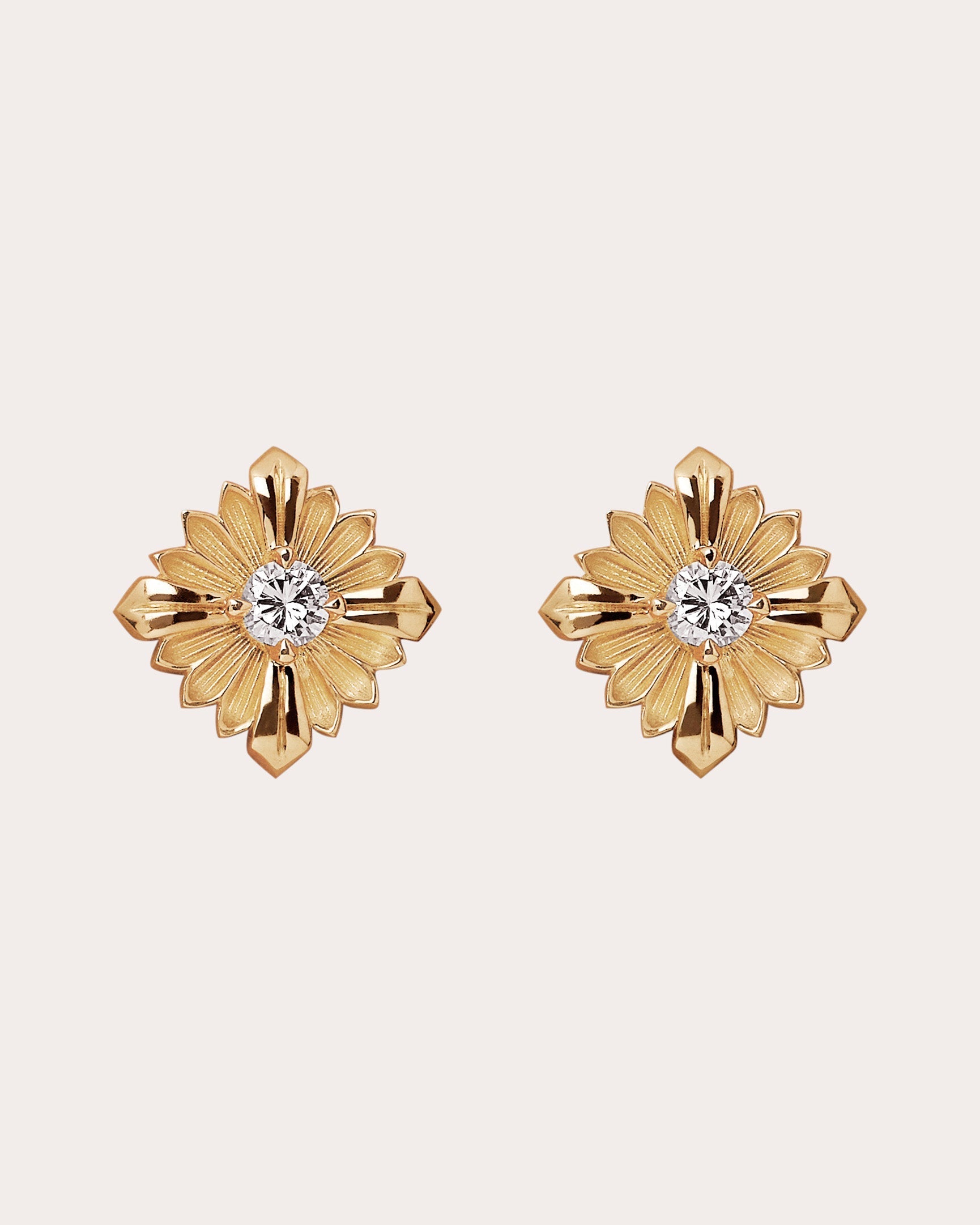 Stamp 18K Gold Diamond Earrings