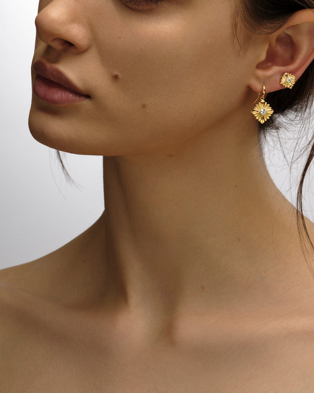 Stamp 18K Gold Diamond Earrings
