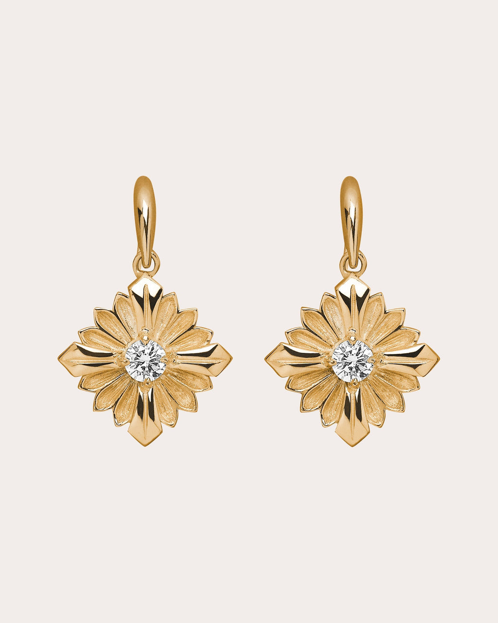 Stamp 18K Gold Diamond Earrings