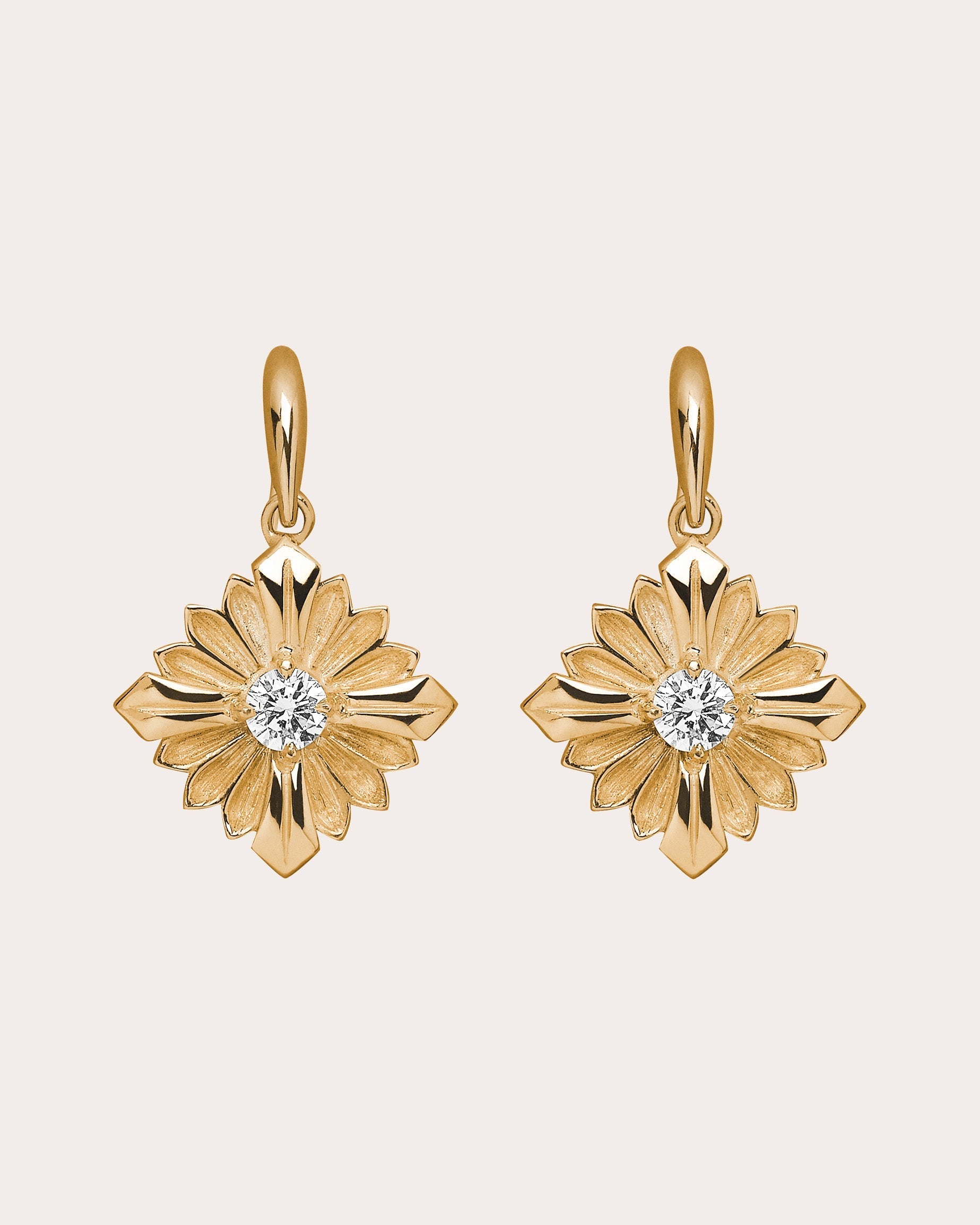 Stamp 18K Gold Diamond Earrings