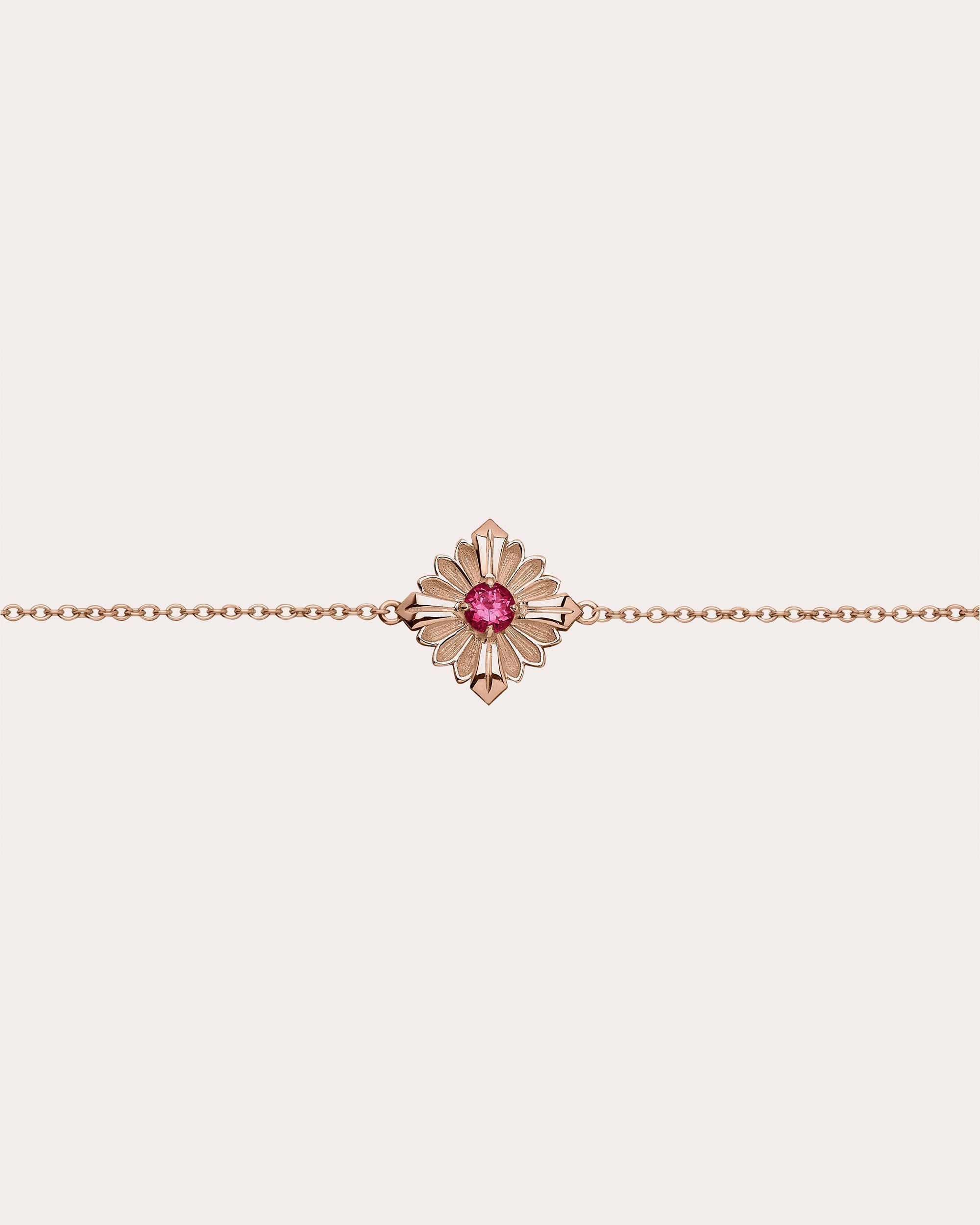 Stamp 18K Gold Rubellite Bracelet