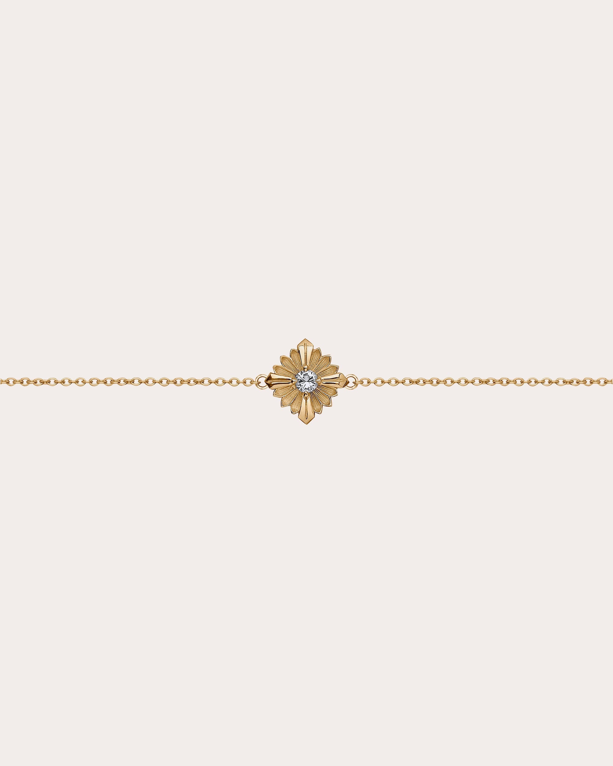 Small Stamp 18K Gold Diamond Bracelet