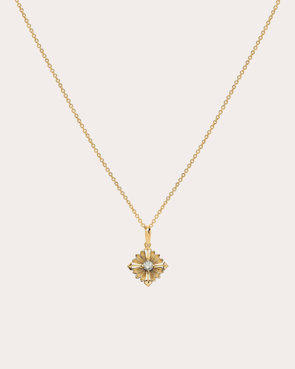 Stamp 18K Gold Diamond Pendant Necklace