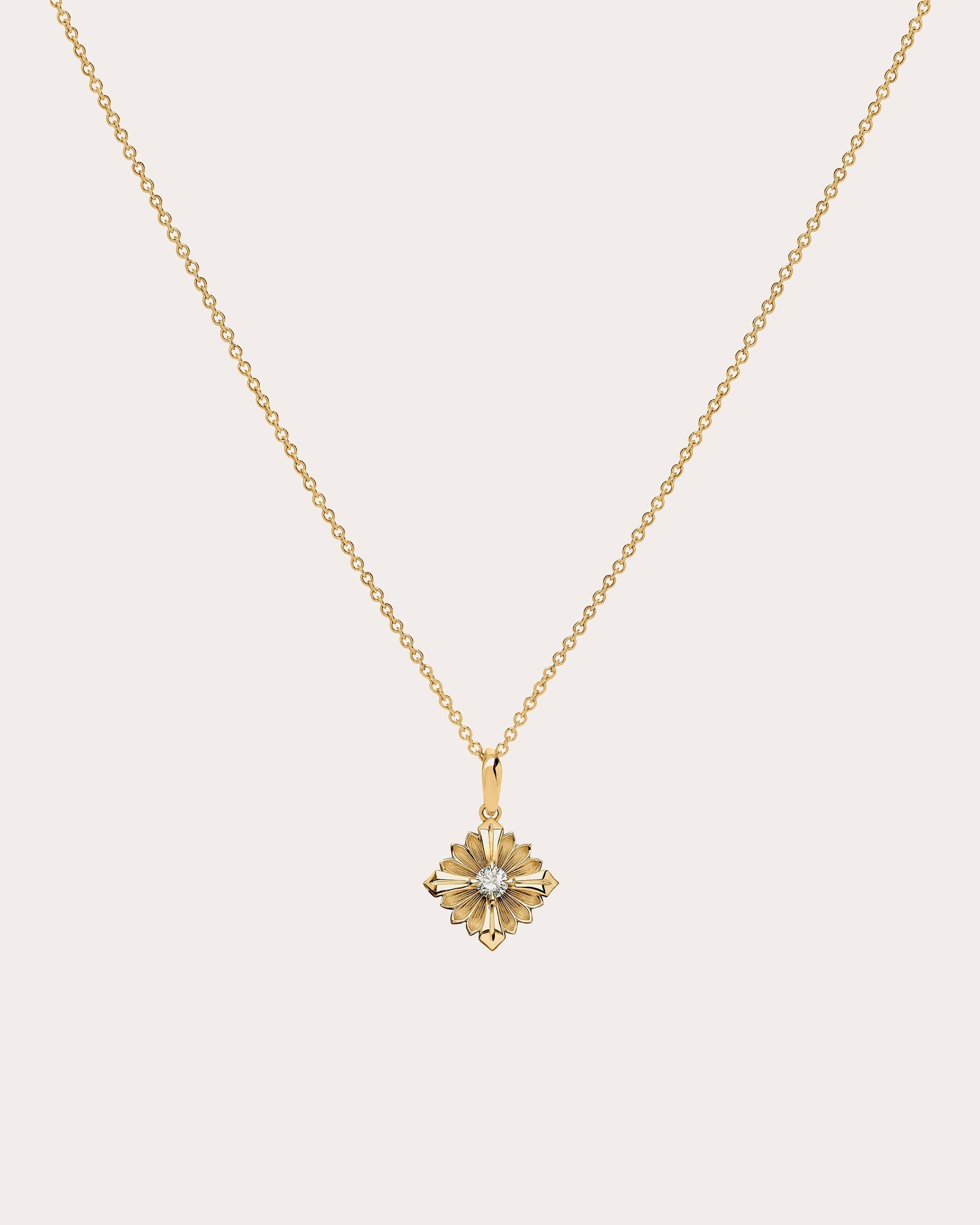 Stamp 18K Gold Diamond Pendant Necklace