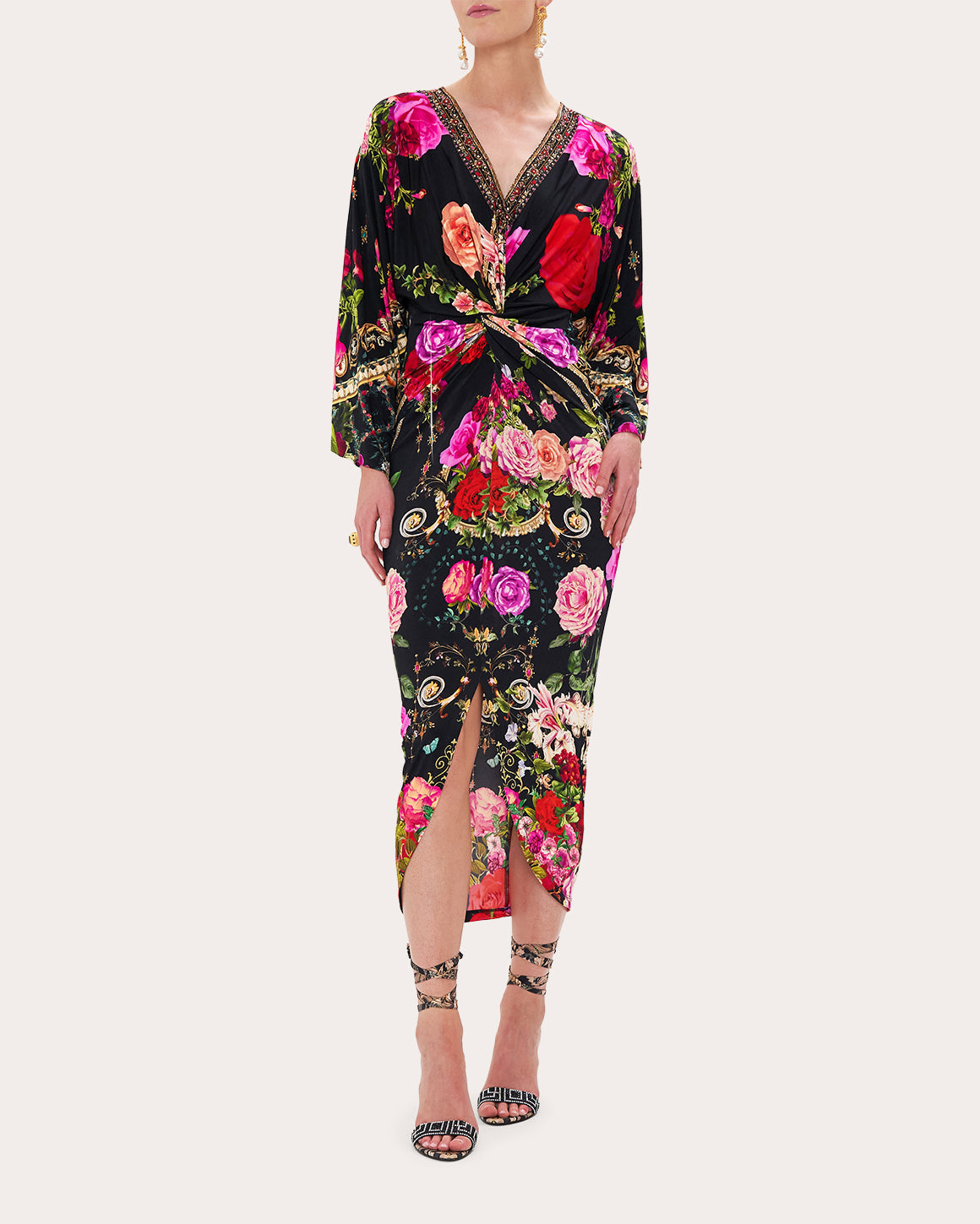 Long Split-Front Twist Dress