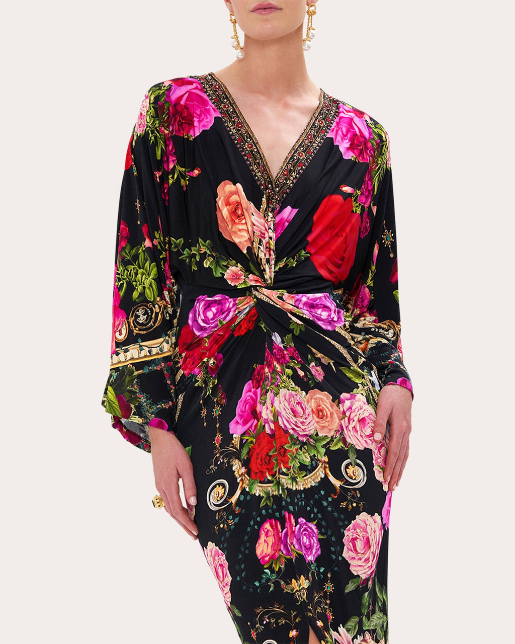 Long Split-Front Twist Dress