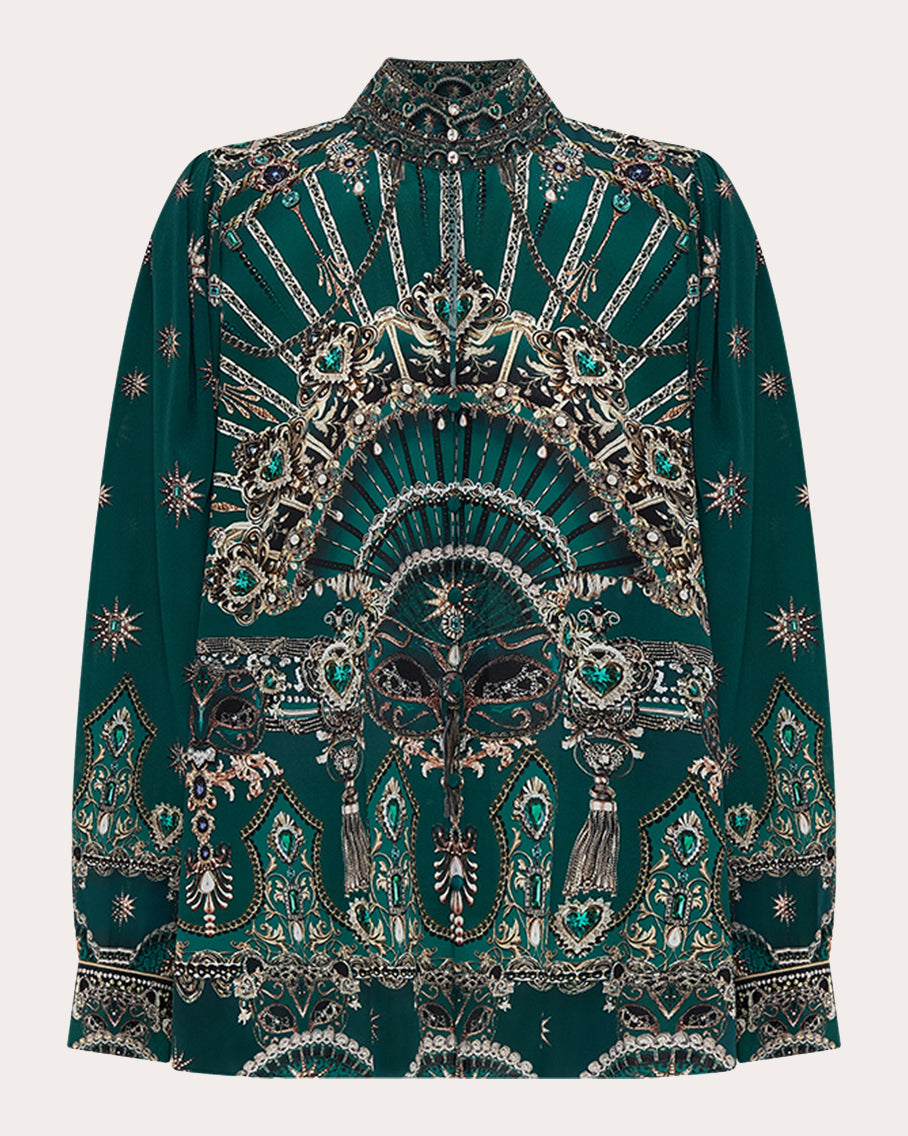 Blouson-Sleeve Swing Blouse