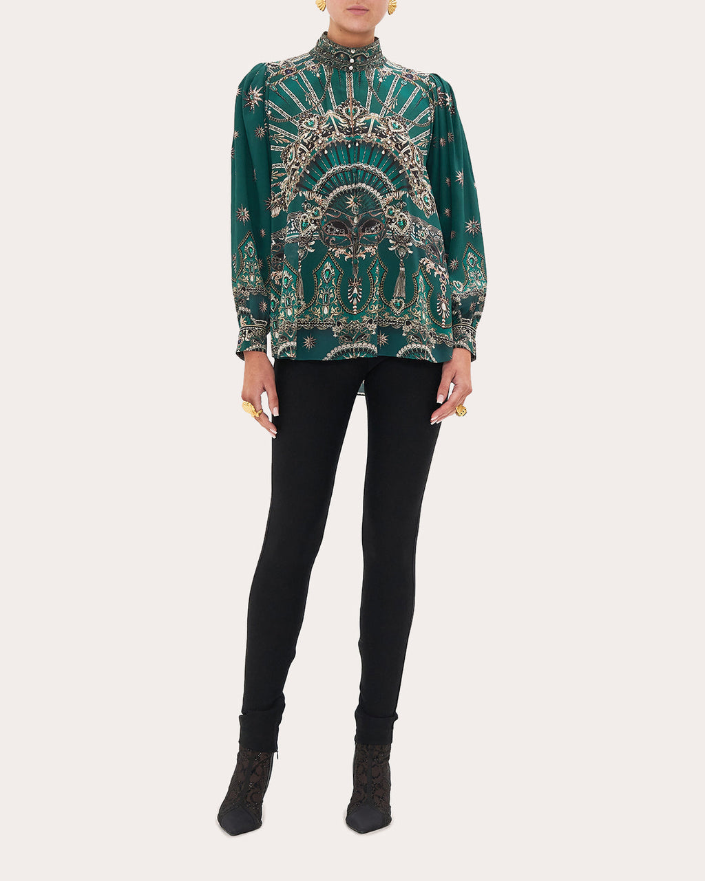 Blouson-Sleeve Swing Blouse