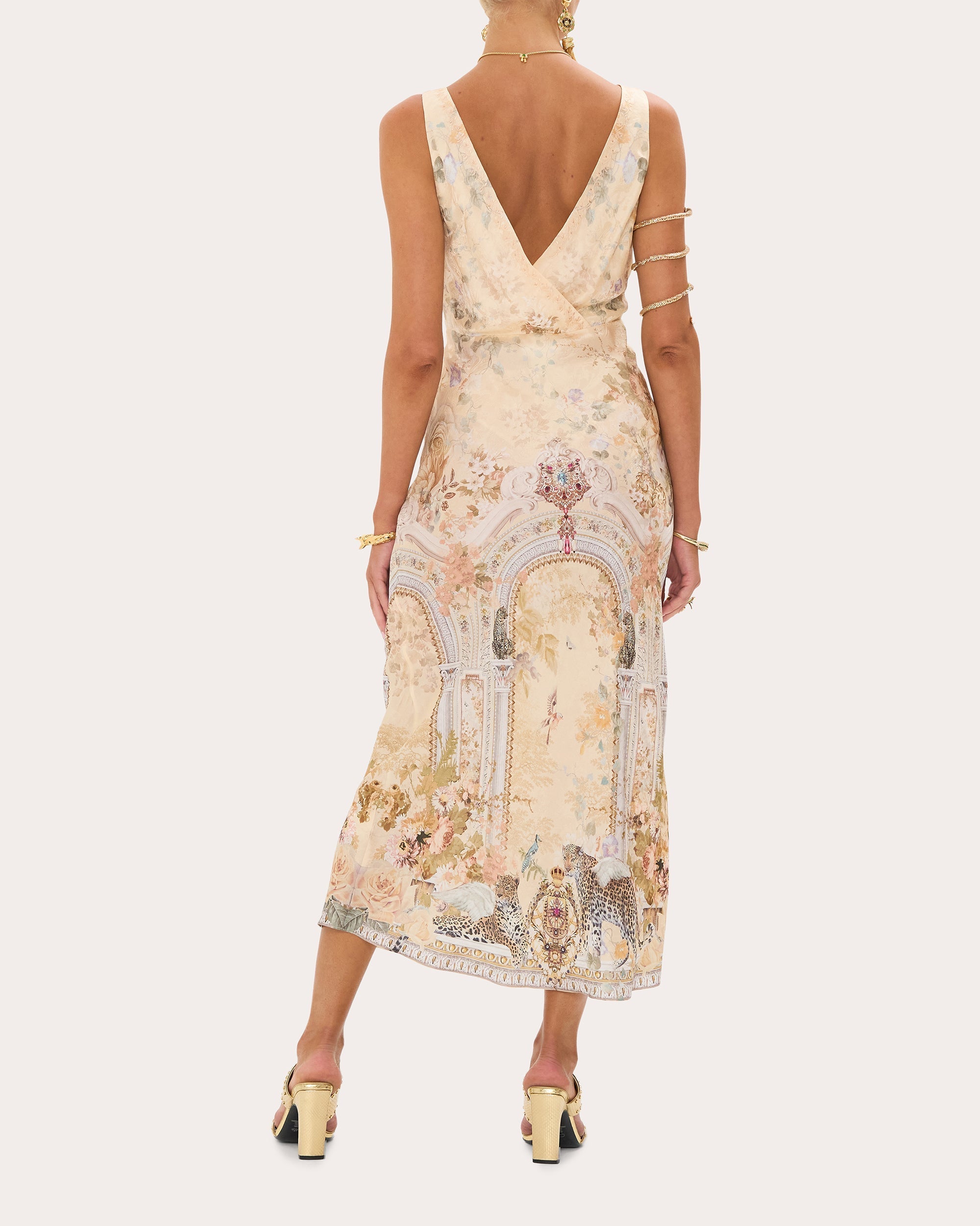 Printed Silk-Blend Jacquard Midi Dress