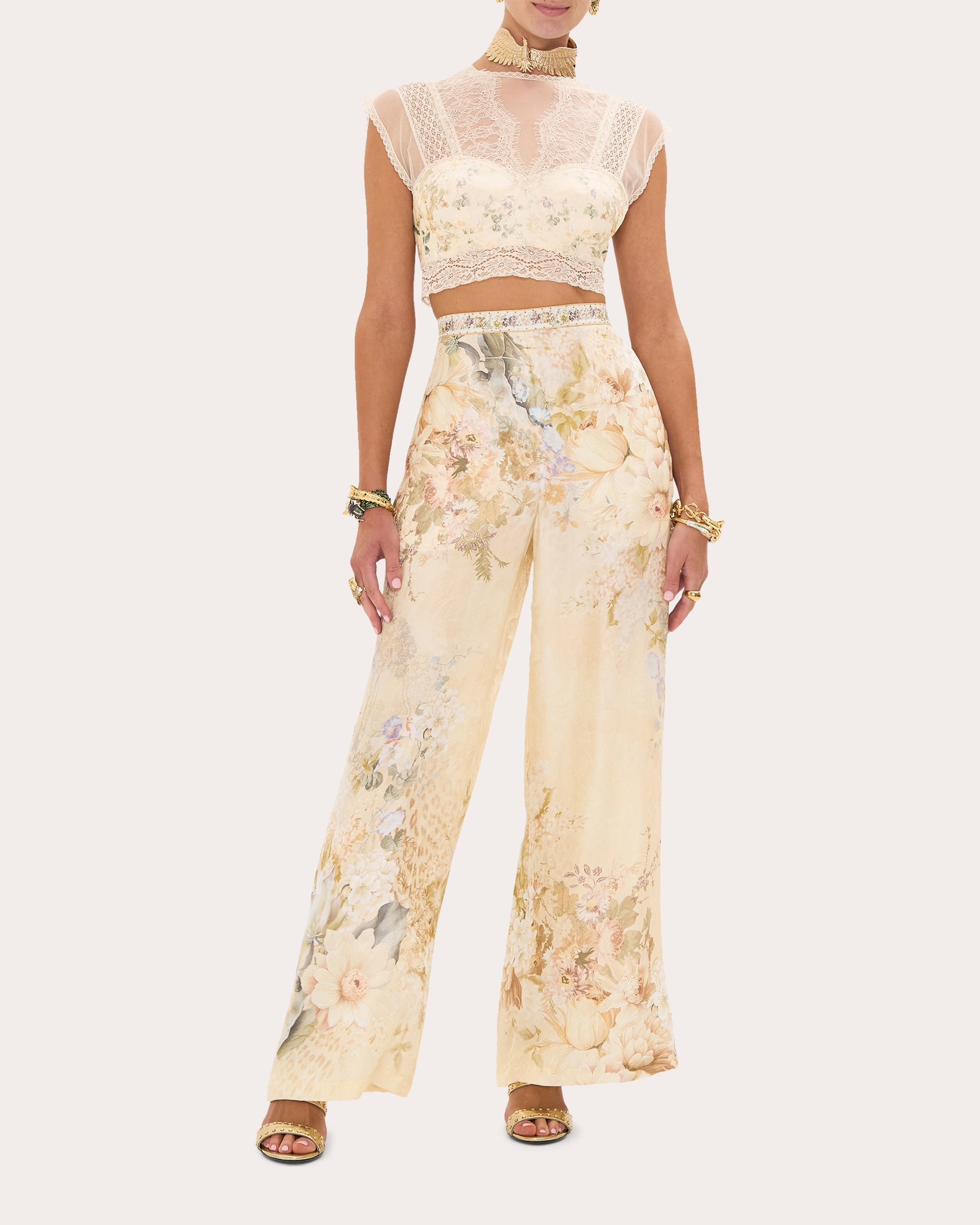 Printed Silk-Blend Wide-Leg Pants